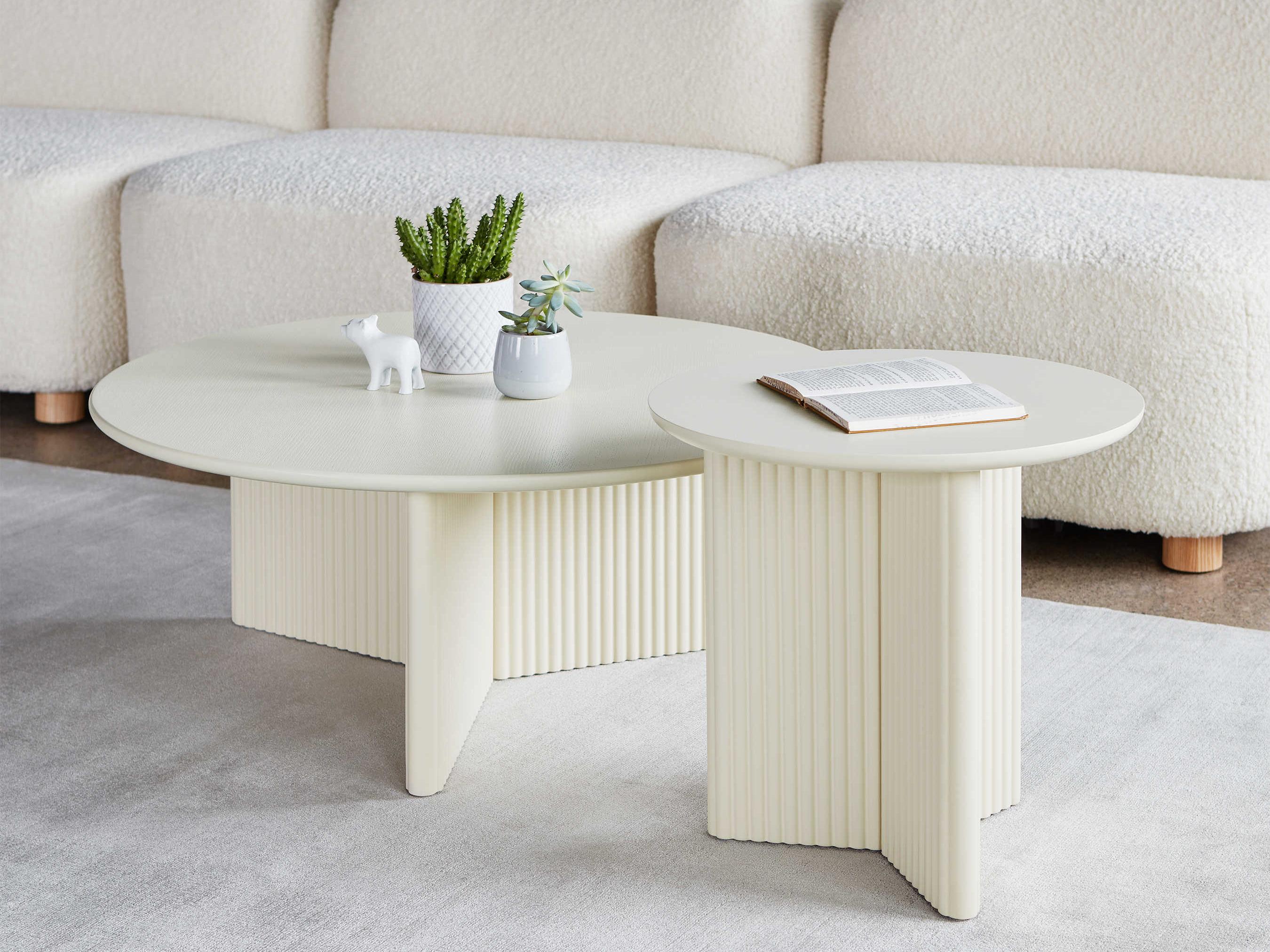 Gus* Modern Odeon Round Wood Pearl End Table