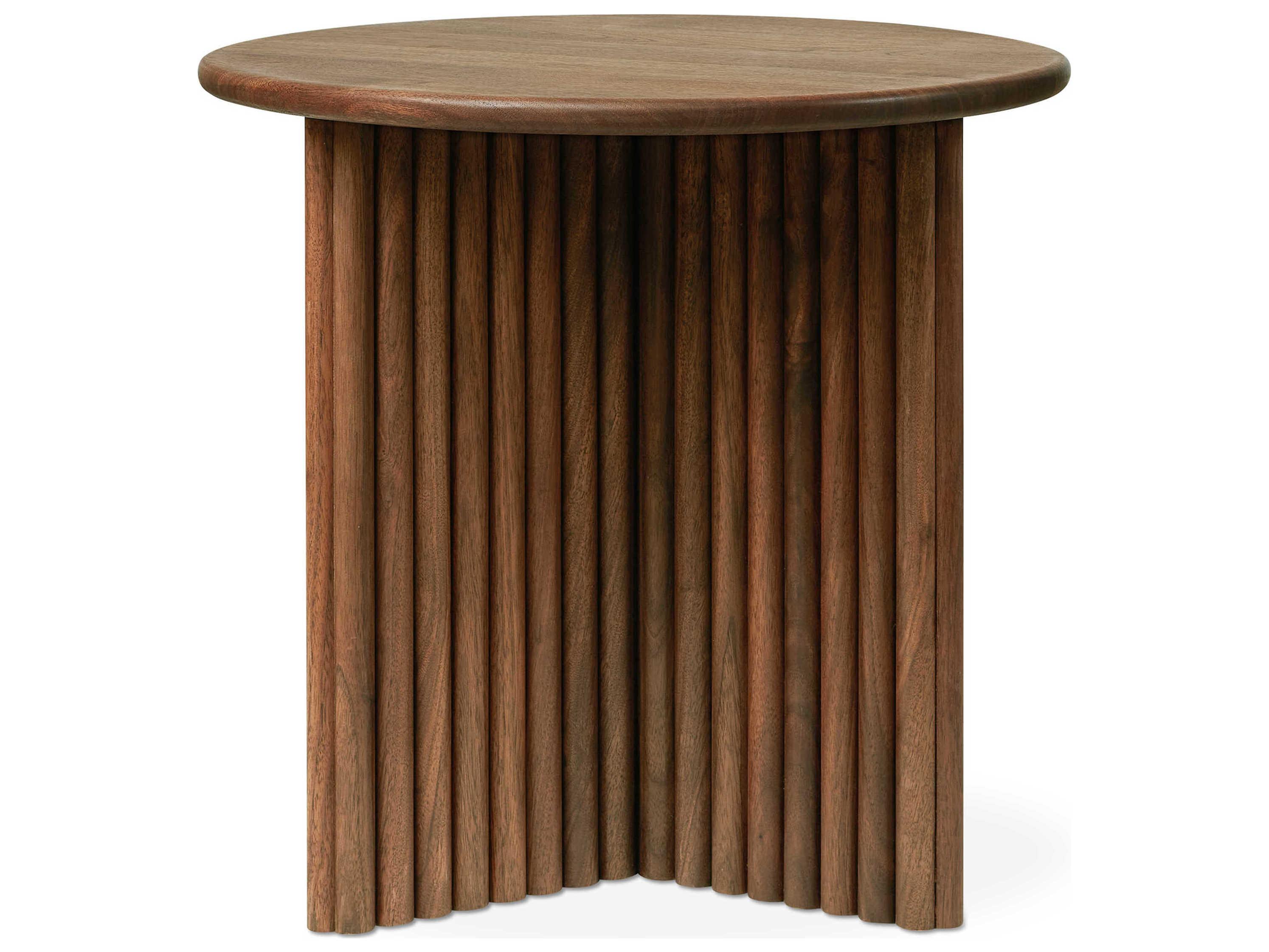 Gus* Modern Odeon Round Wood Walnut End Table