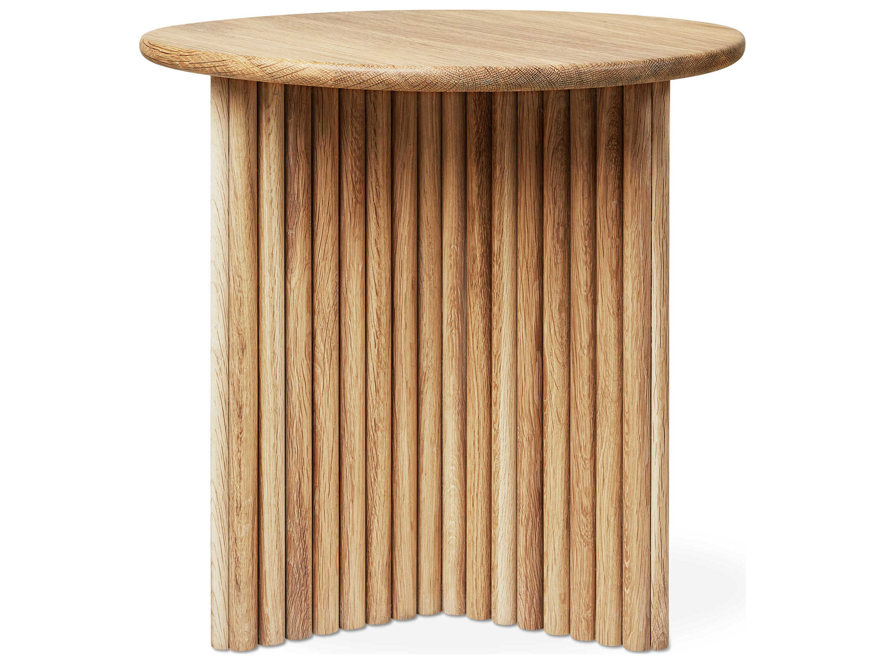 Gus* Modern Odeon Round Wood White Oak End Table