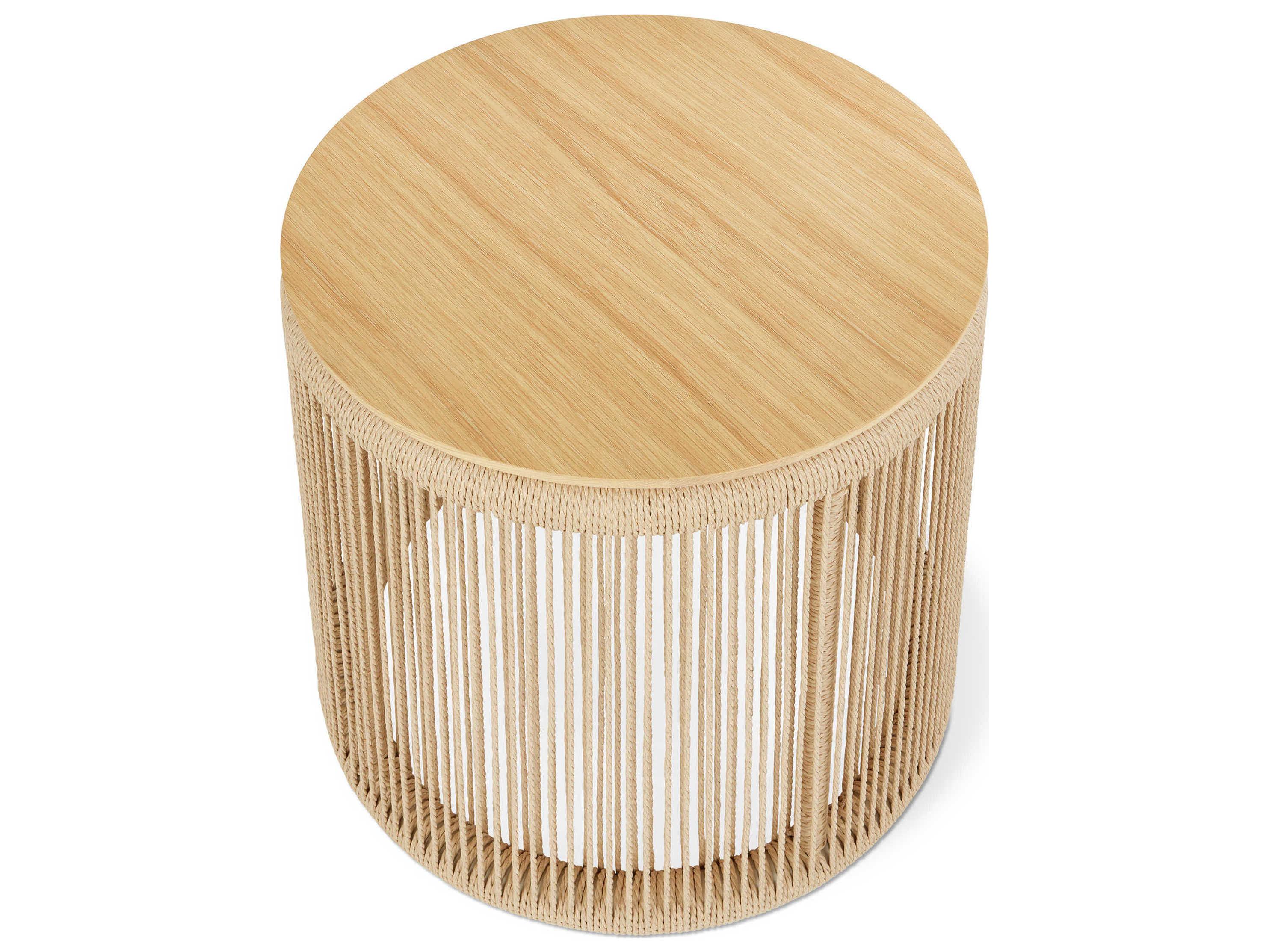 Gus* Modern Palma Round Wood White Oak End Table