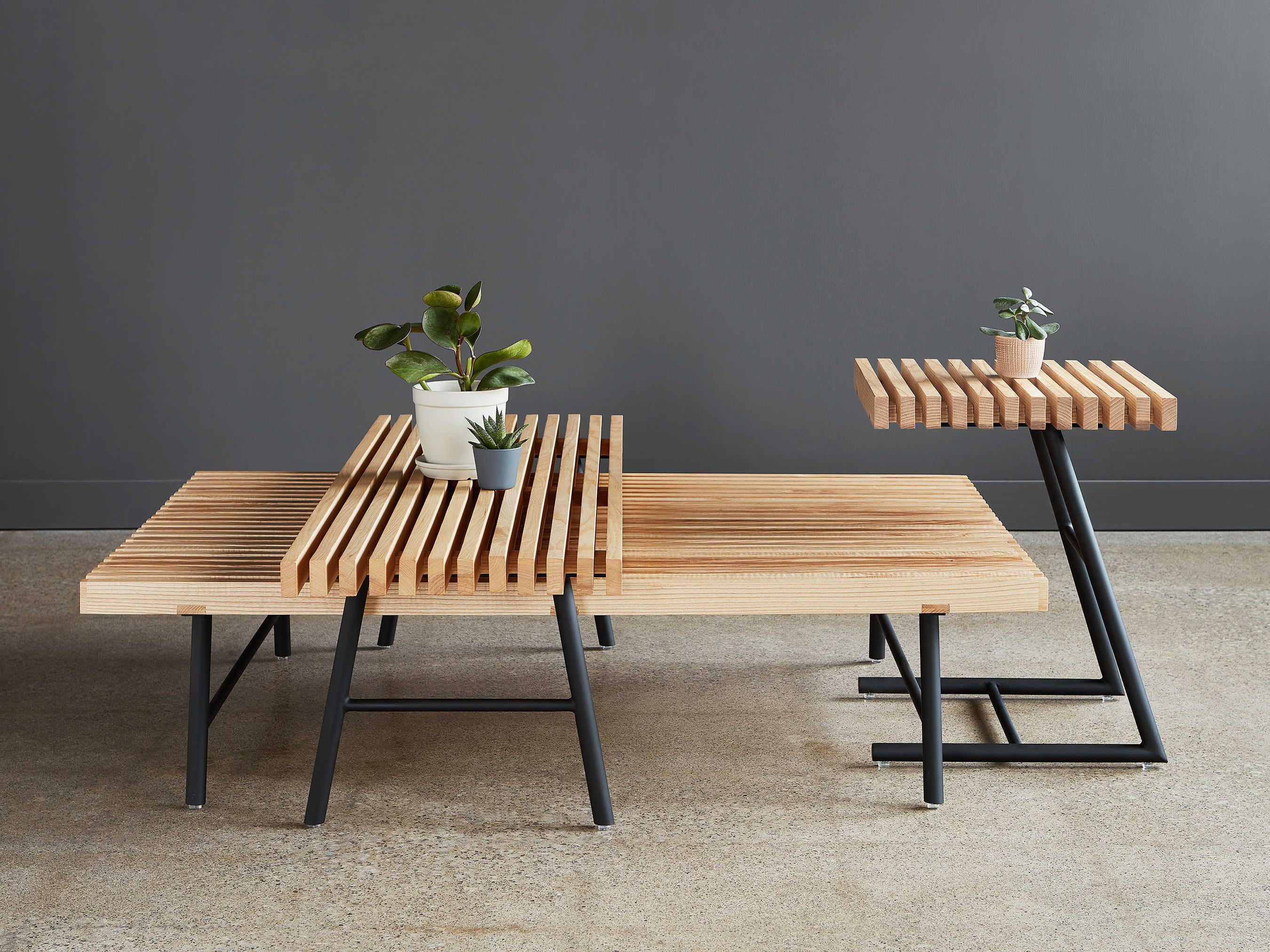 Gus* Modern Transit Square Wood Black Ash Natural End Table