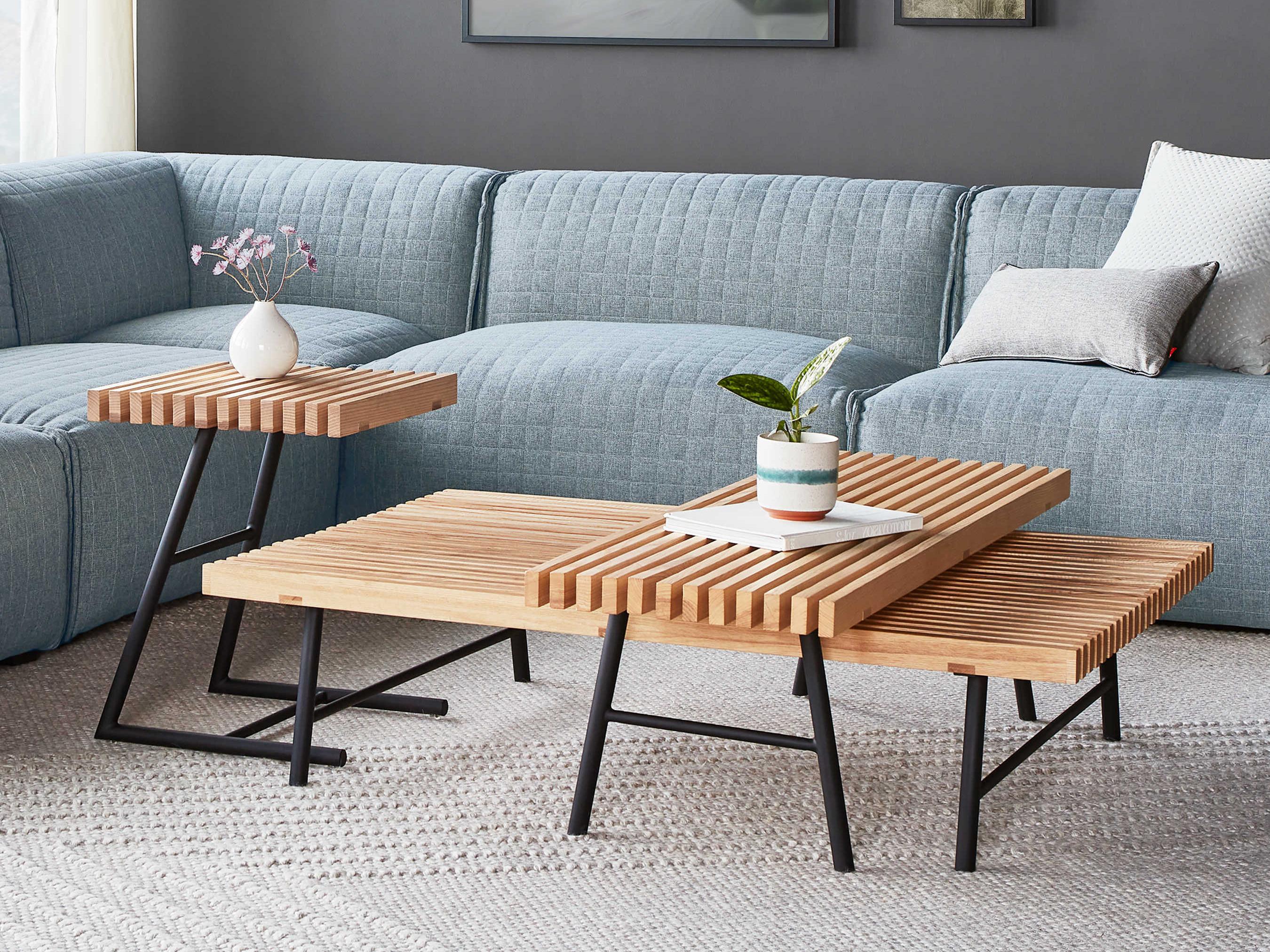 Gus* Modern Transit Square Wood Black Ash Natural End Table