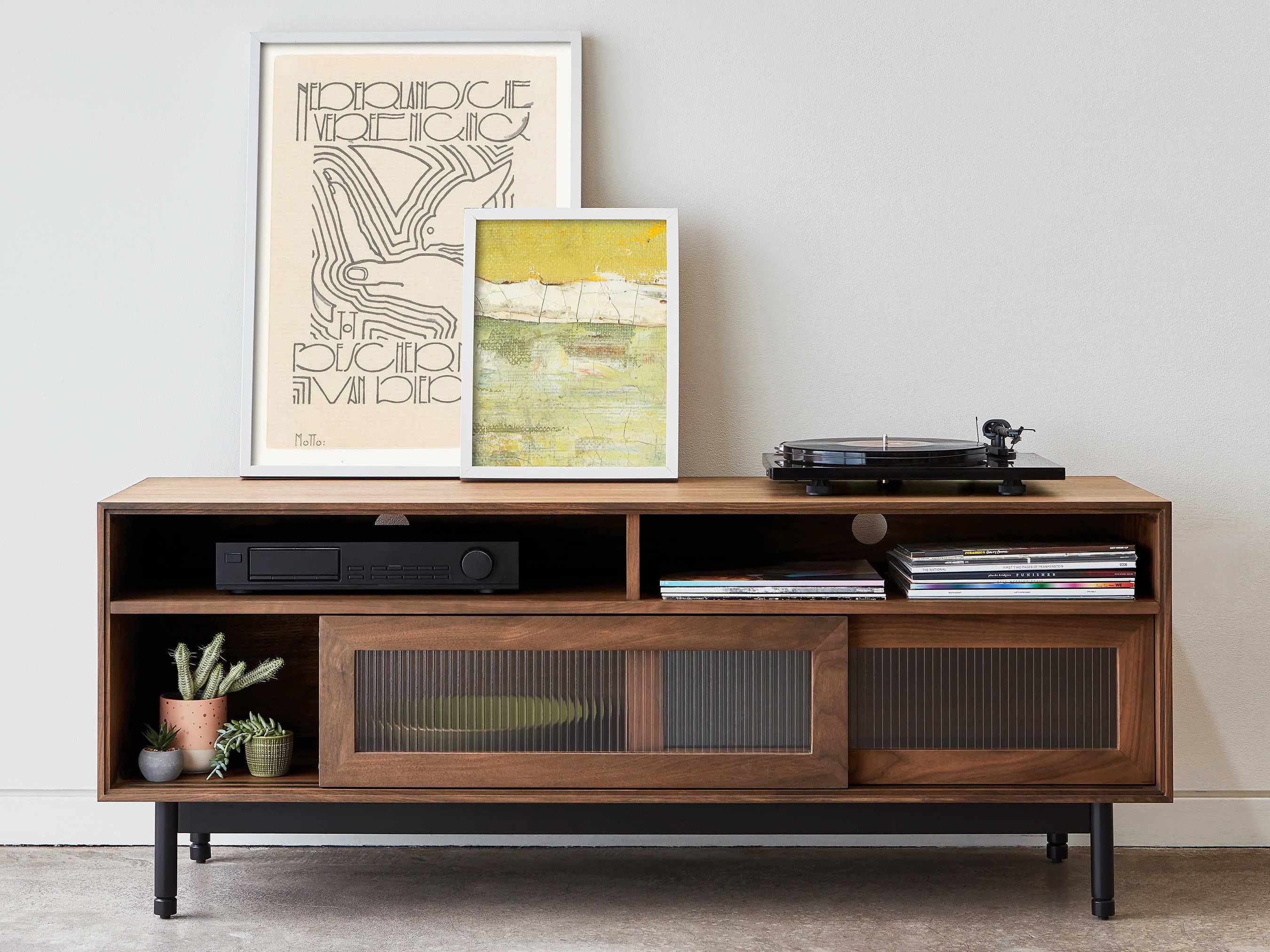 Gus* Modern Munro 59" Walnut Wood Media Console