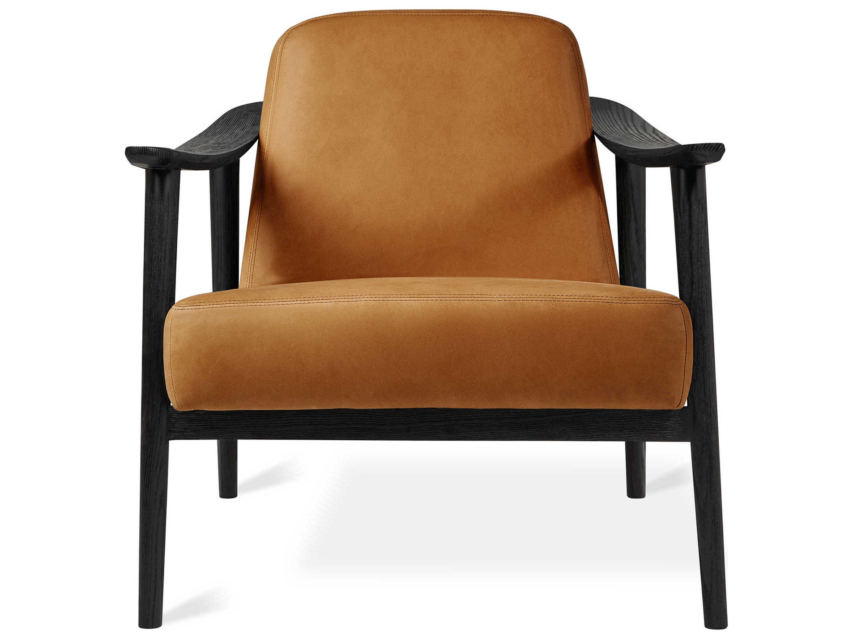 Gus* Modern Baltic Tucson Sienna Ash Black Brown Leather Accent Chair