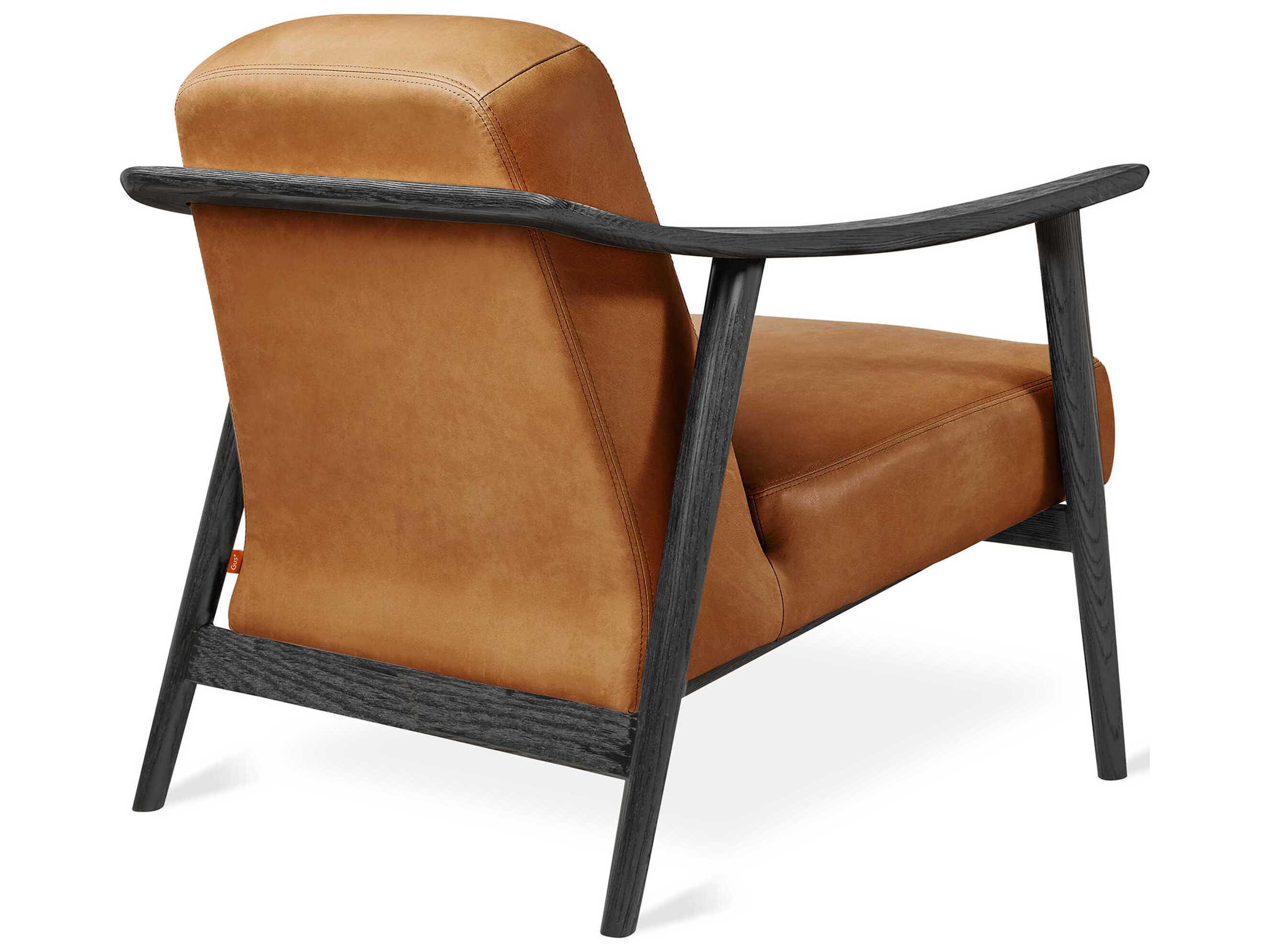 Gus* Modern Baltic Tucson Sienna Ash Black Brown Leather Accent Chair