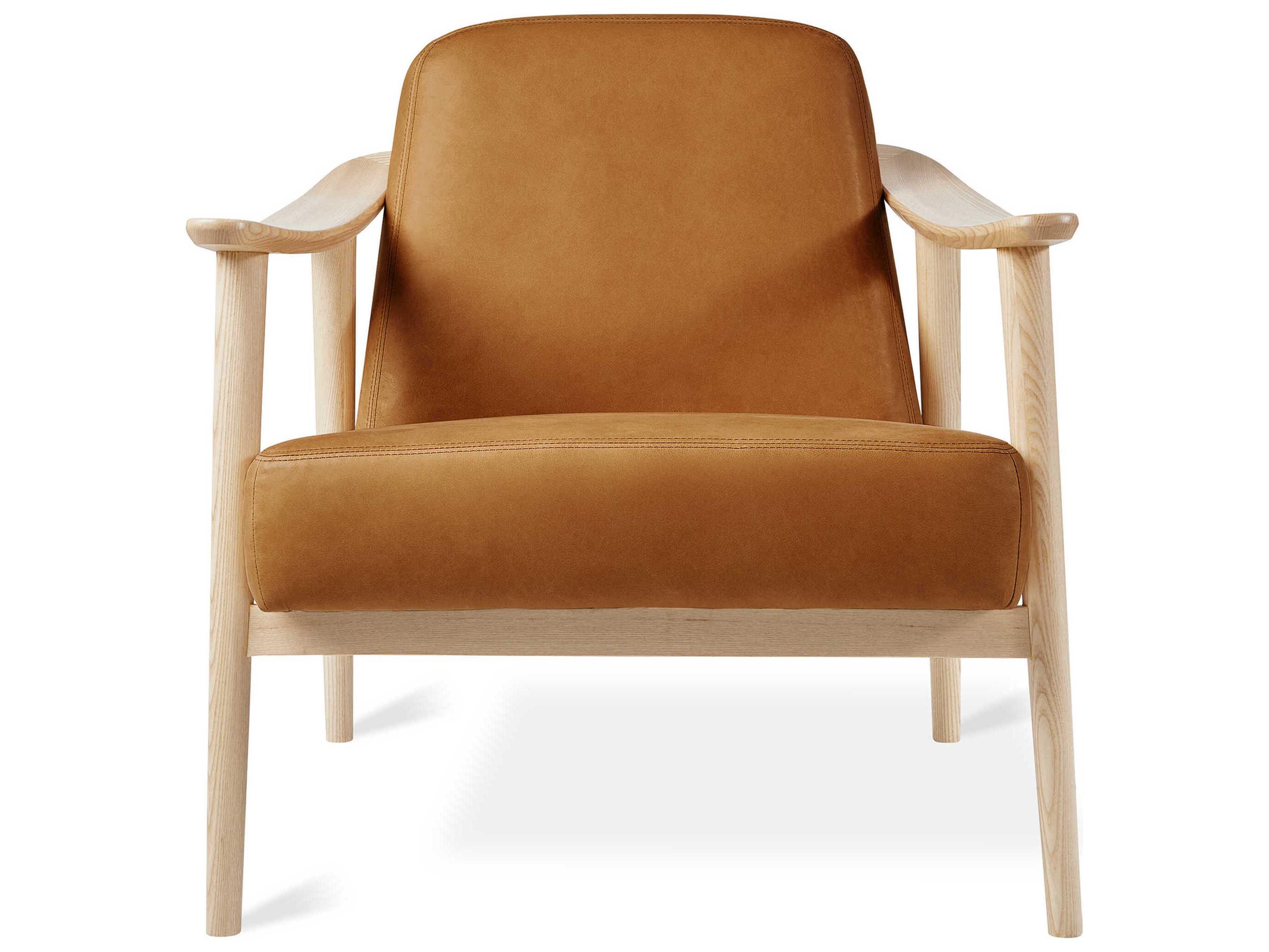 Gus* Modern Baltic Tucson Sienna Ash Natural Brown Leather Accent Chair
