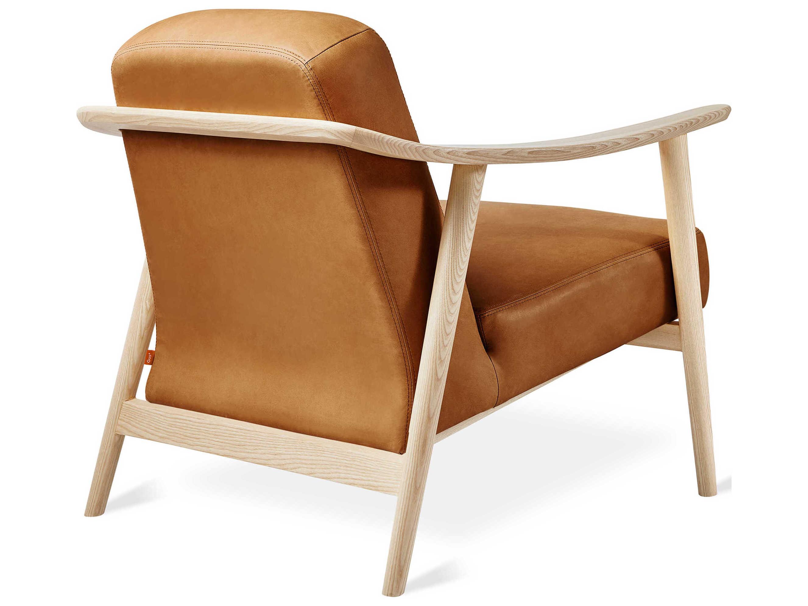 Gus* Modern Baltic Tucson Sienna Ash Natural Brown Leather Accent Chair
