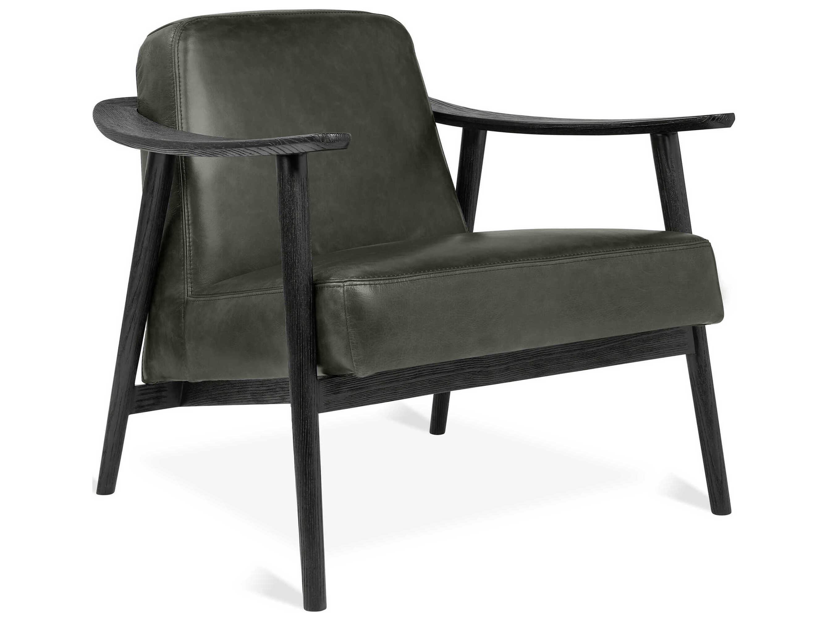 Gus* Modern Baltic Tucson Charcoal Ash Black Black Leather Accent Chair