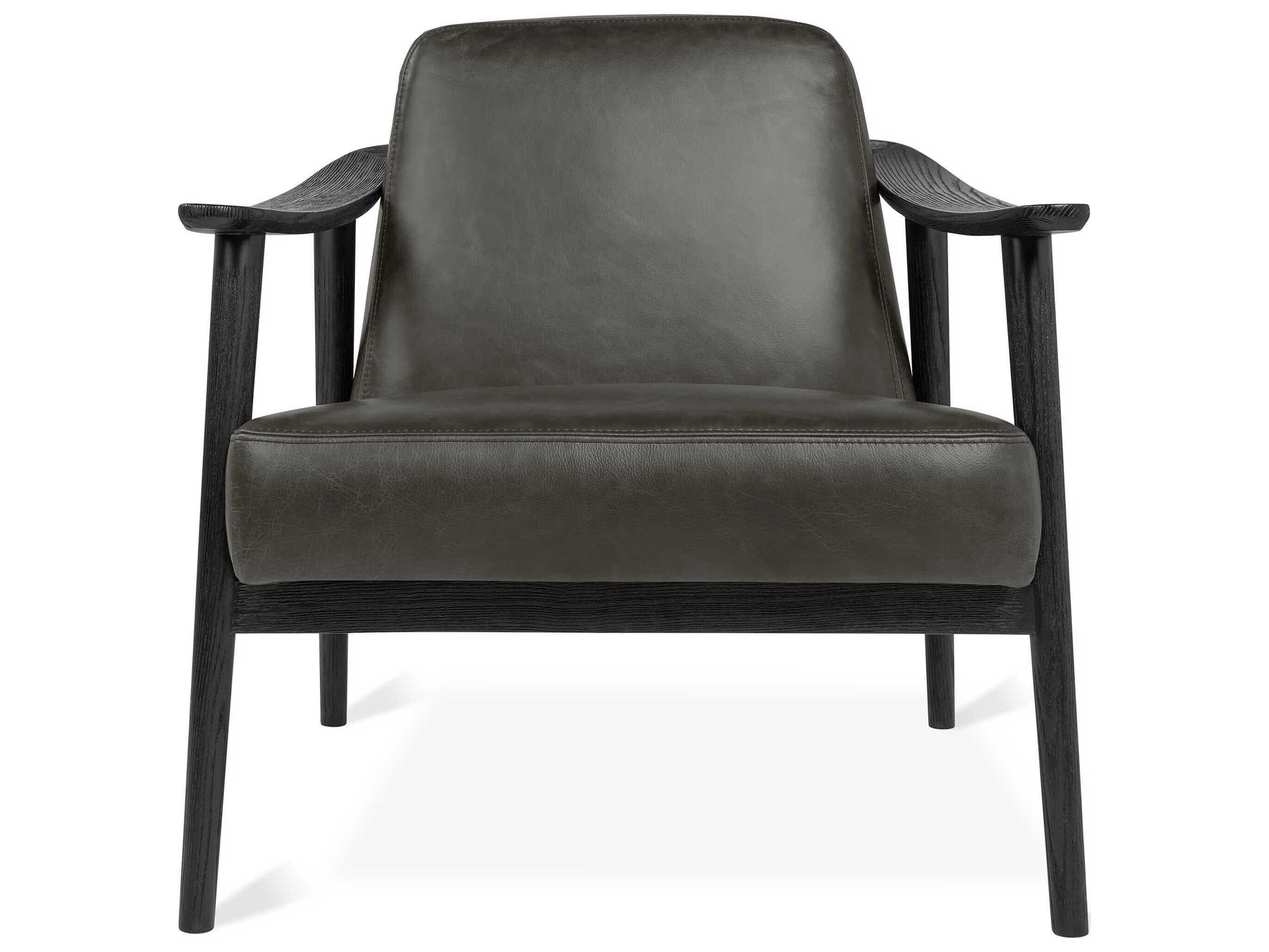 Gus* Modern Baltic Tucson Charcoal Ash Black Black Leather Accent Chair