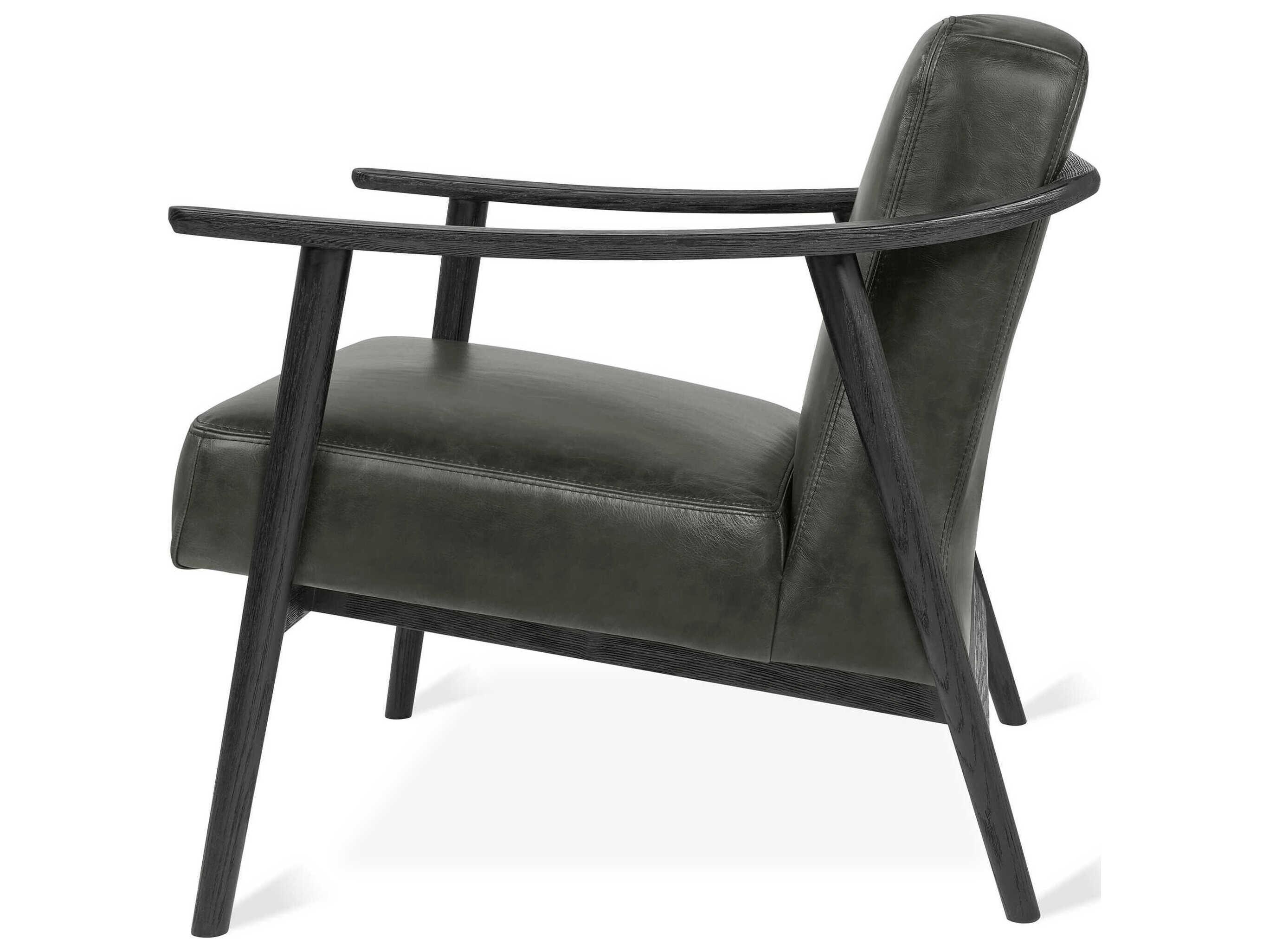 Gus* Modern Baltic Tucson Charcoal Ash Black Black Leather Accent Chair