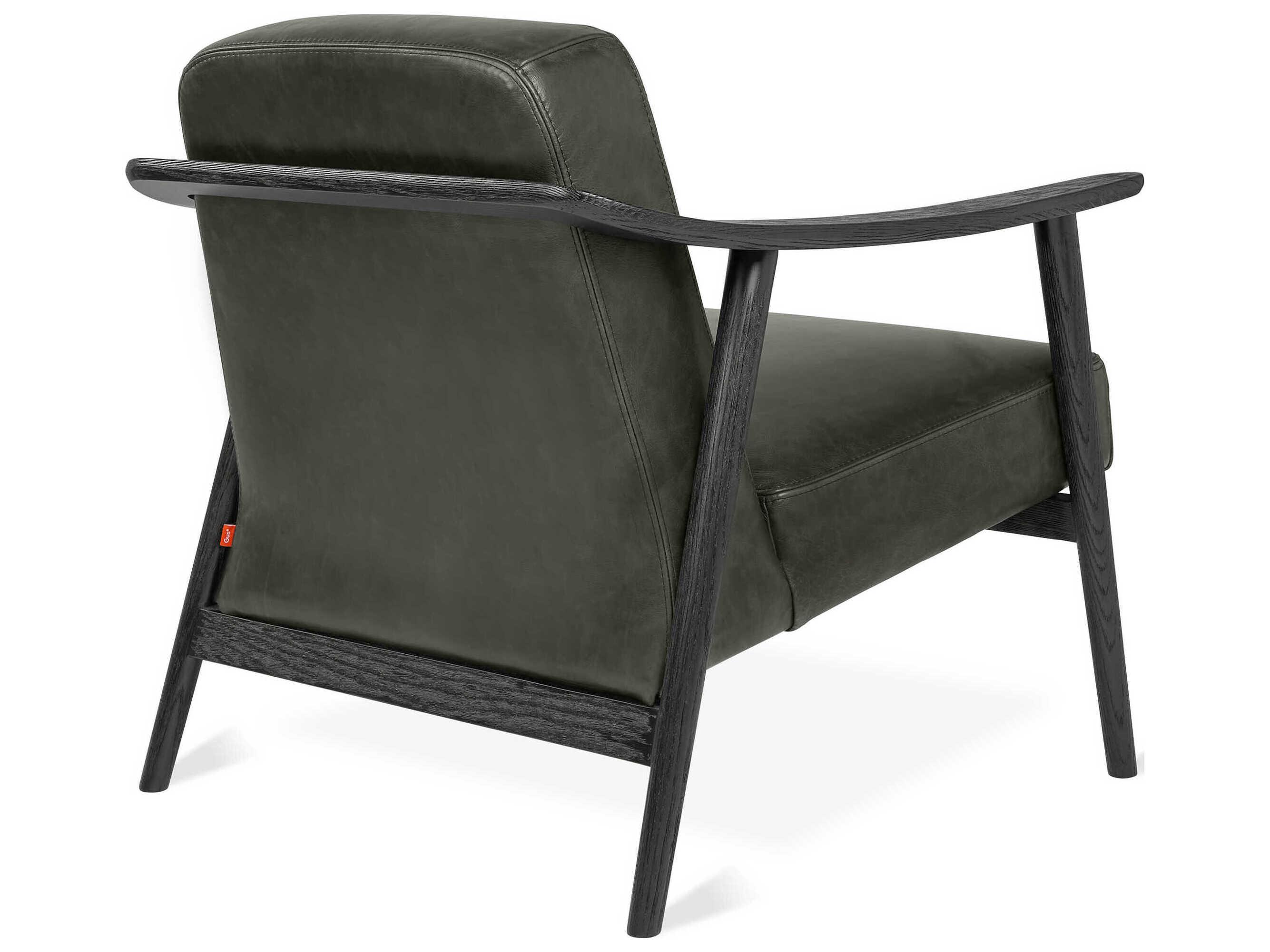 Gus* Modern Baltic Tucson Charcoal Ash Black Black Leather Accent Chair