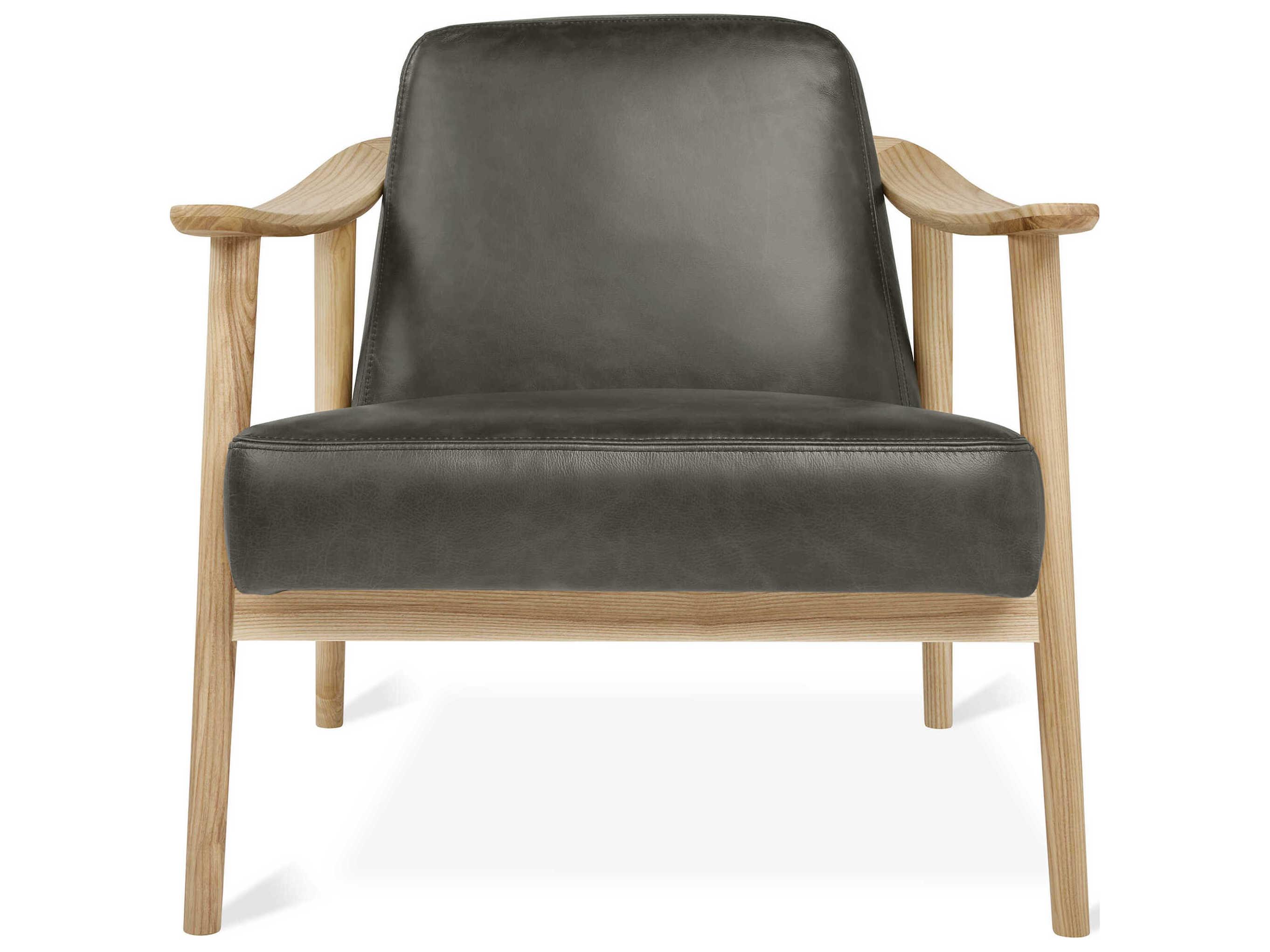 Gus* Modern Baltic Tucson Charcoal Ash Natural Black Leather Accent Chair