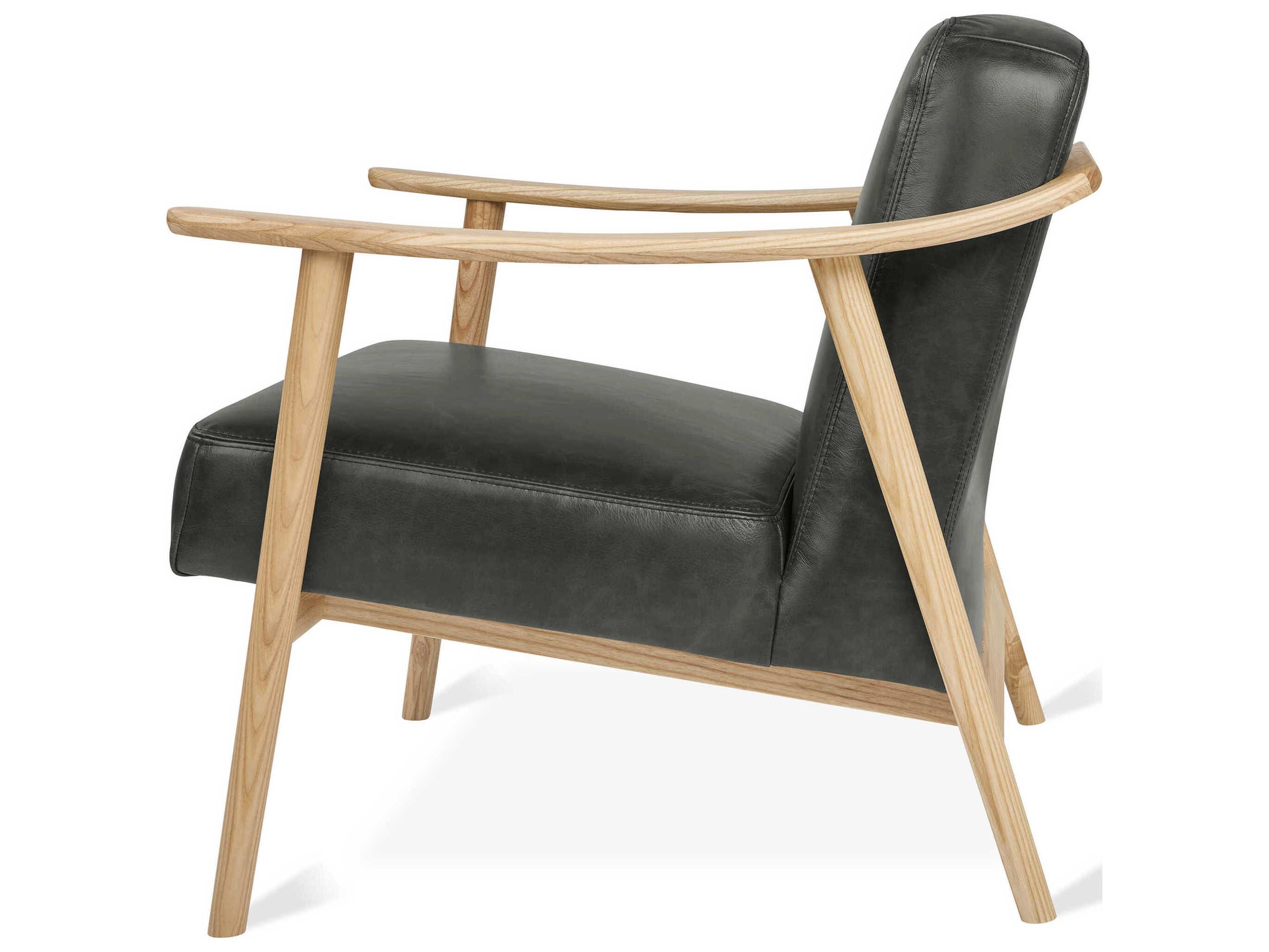 Gus* Modern Baltic Tucson Charcoal Ash Natural Black Leather Accent Chair