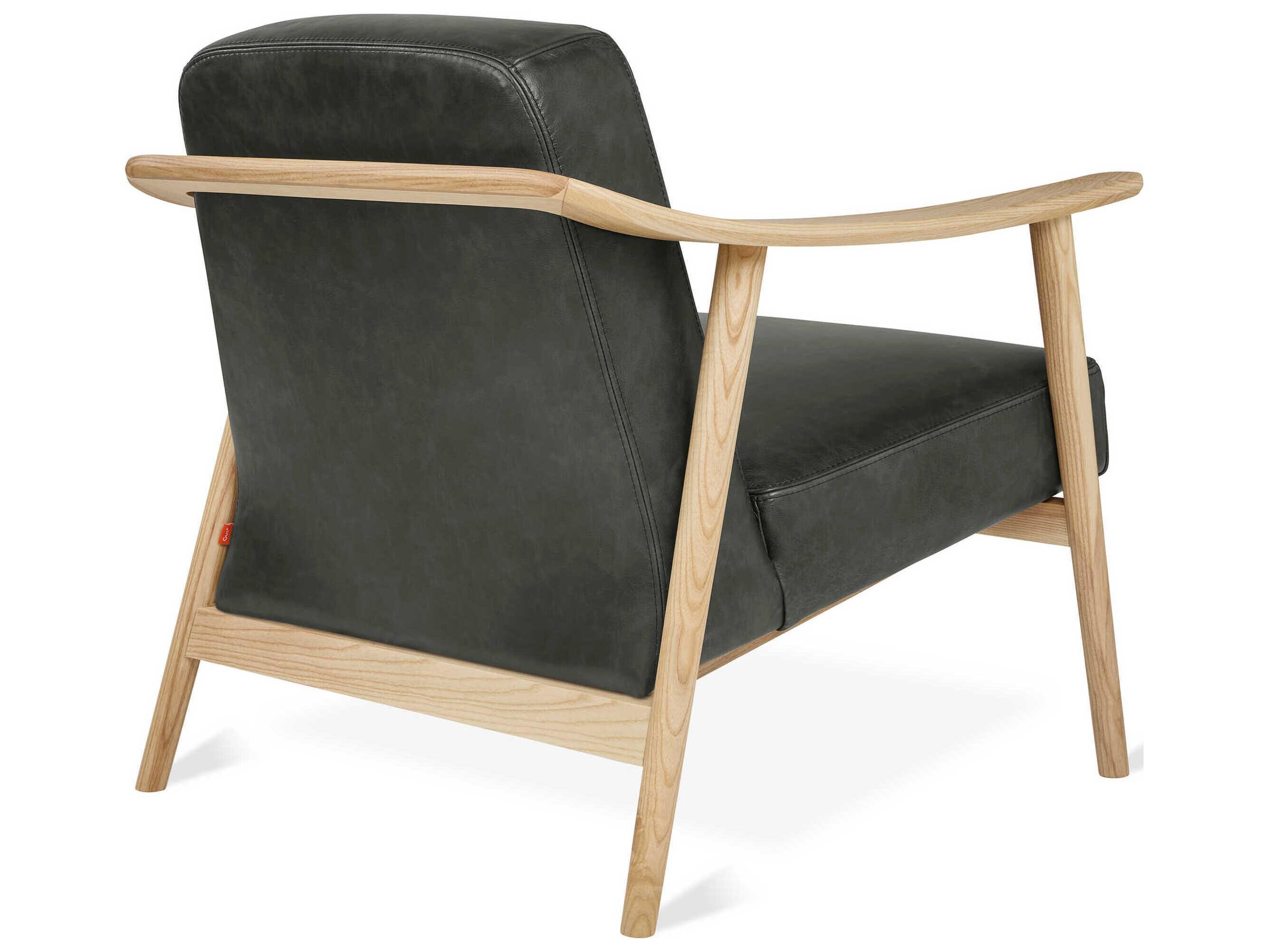 Gus* Modern Baltic Tucson Charcoal Ash Natural Black Leather Accent Chair