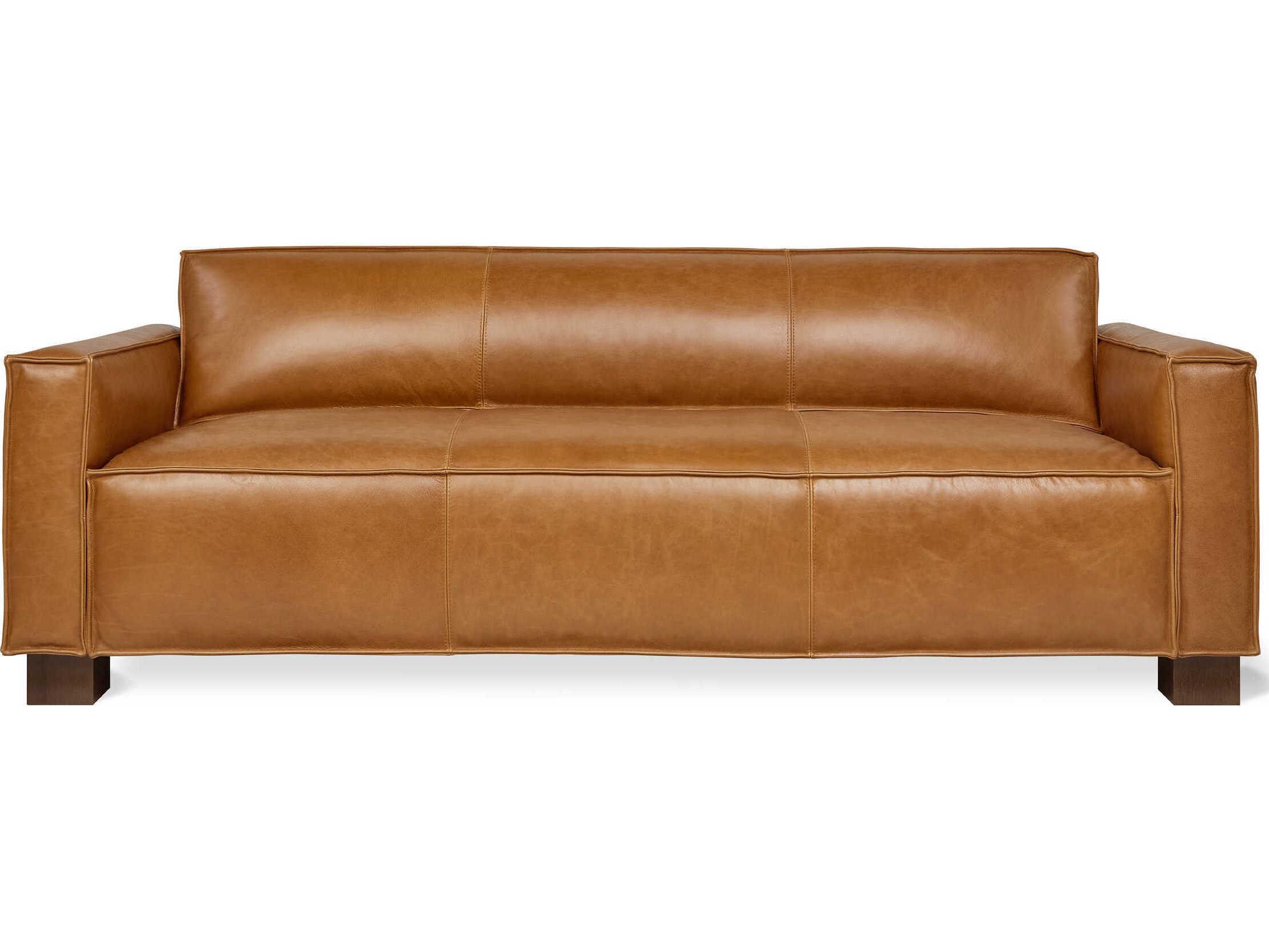 Gus* Modern Cabot Tucson Sienna Leather Brown Sofa