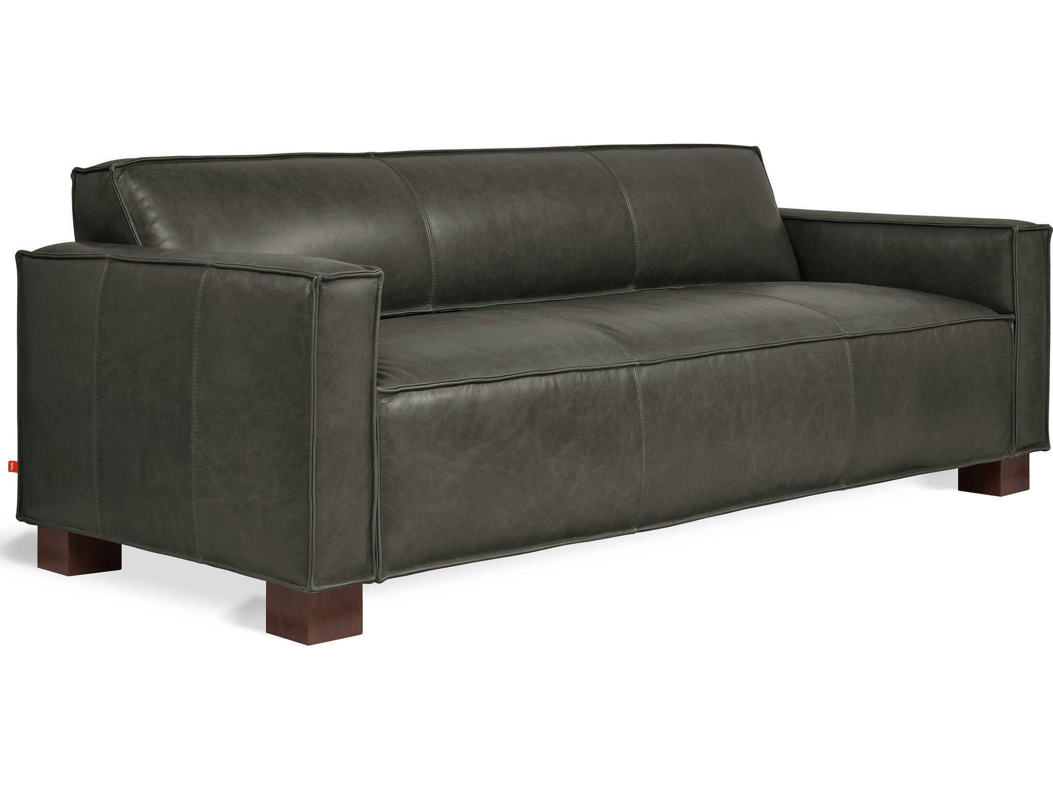 Gus* Modern Cabot Tucson Char Leather Black Sofa