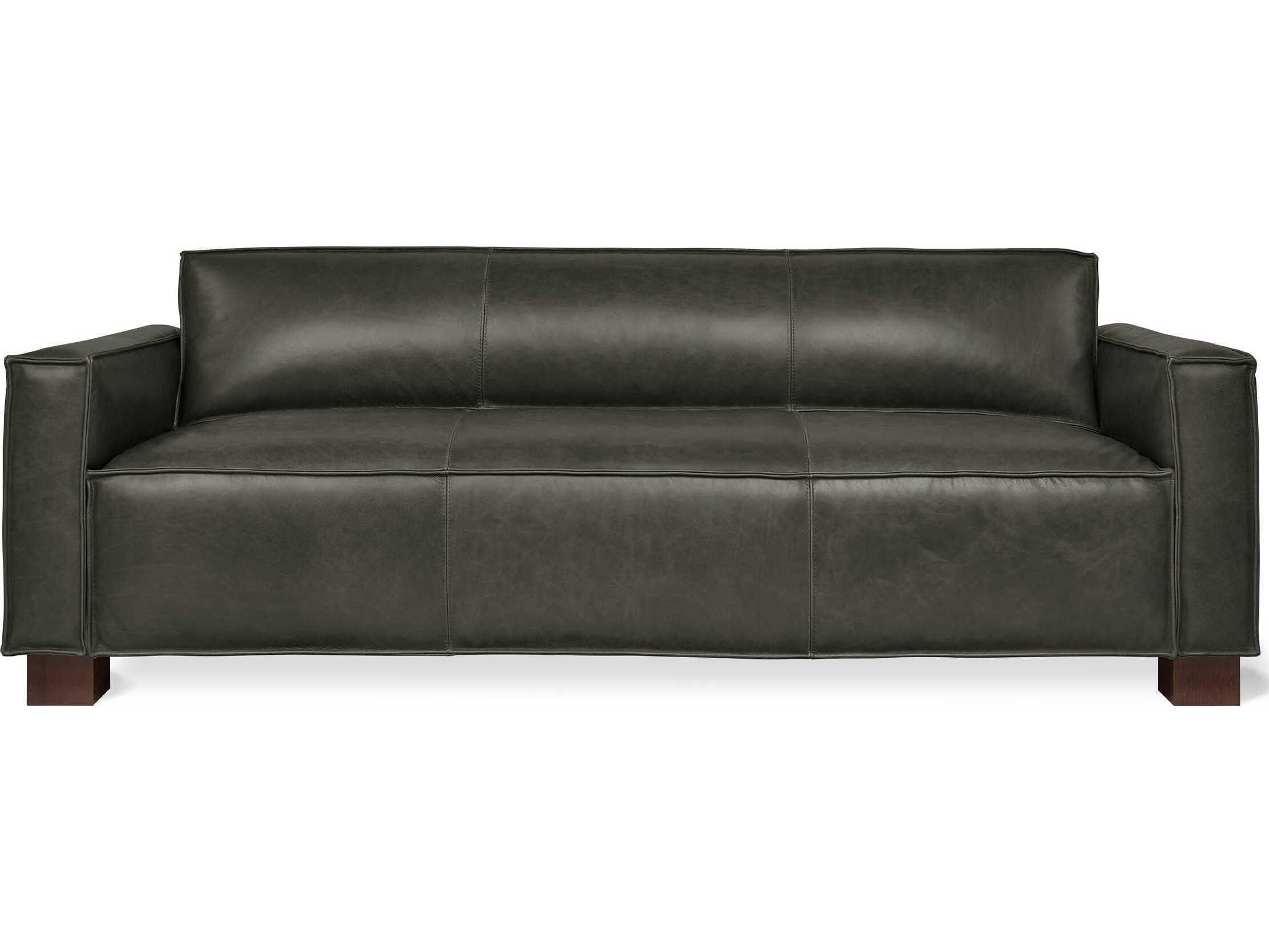 Gus* Modern Cabot Tucson Char Leather Black Sofa