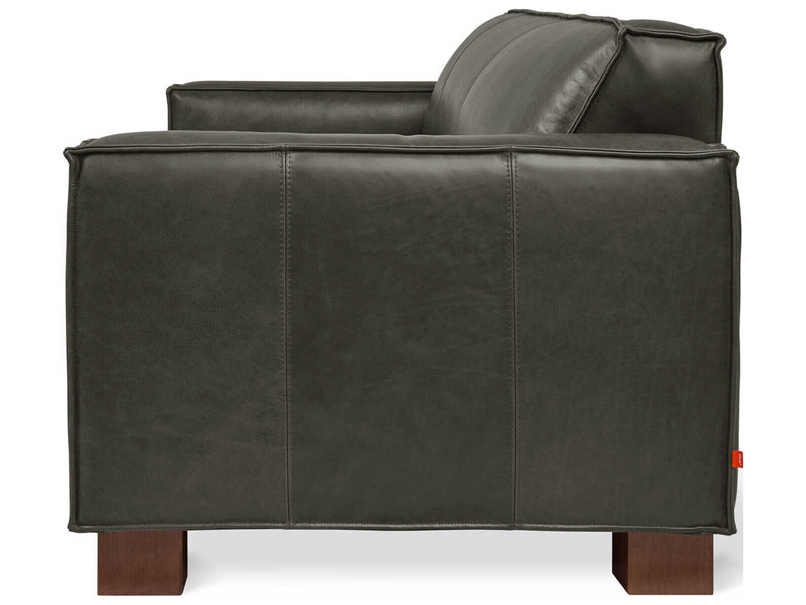 Gus* Modern Cabot Tucson Char Leather Black Sofa