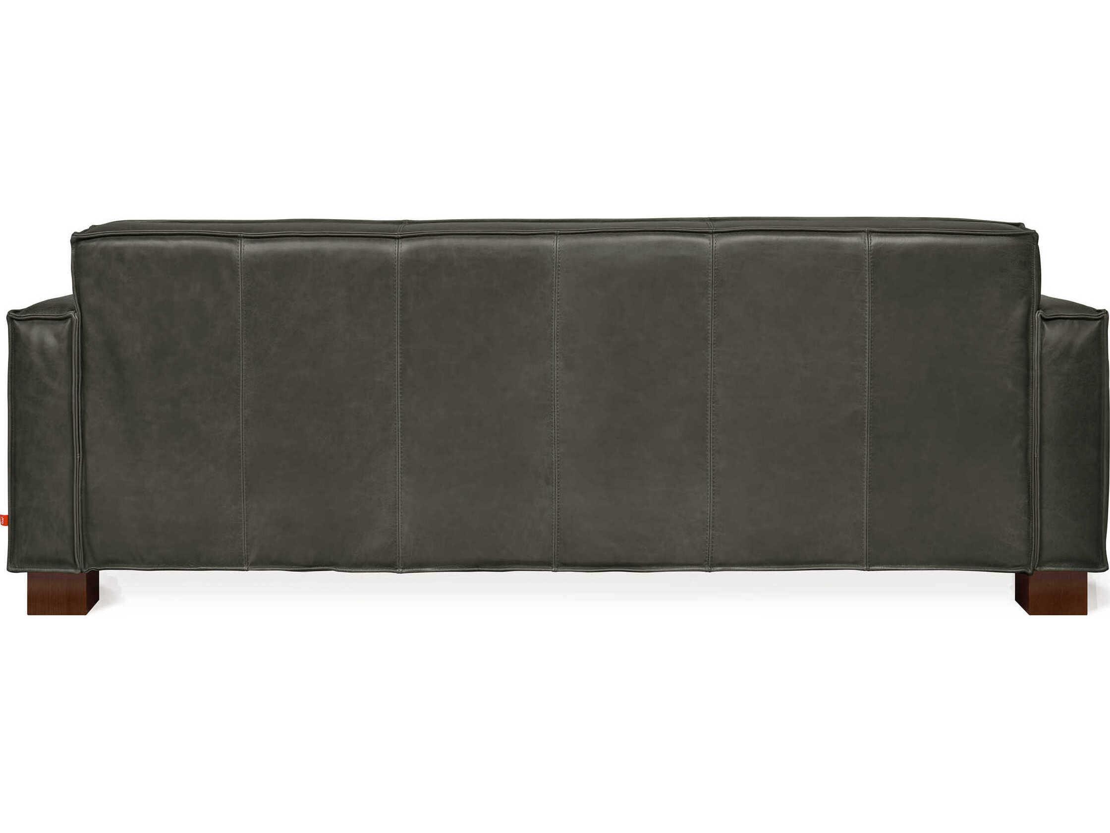 Gus* Modern Cabot Tucson Char Leather Black Sofa