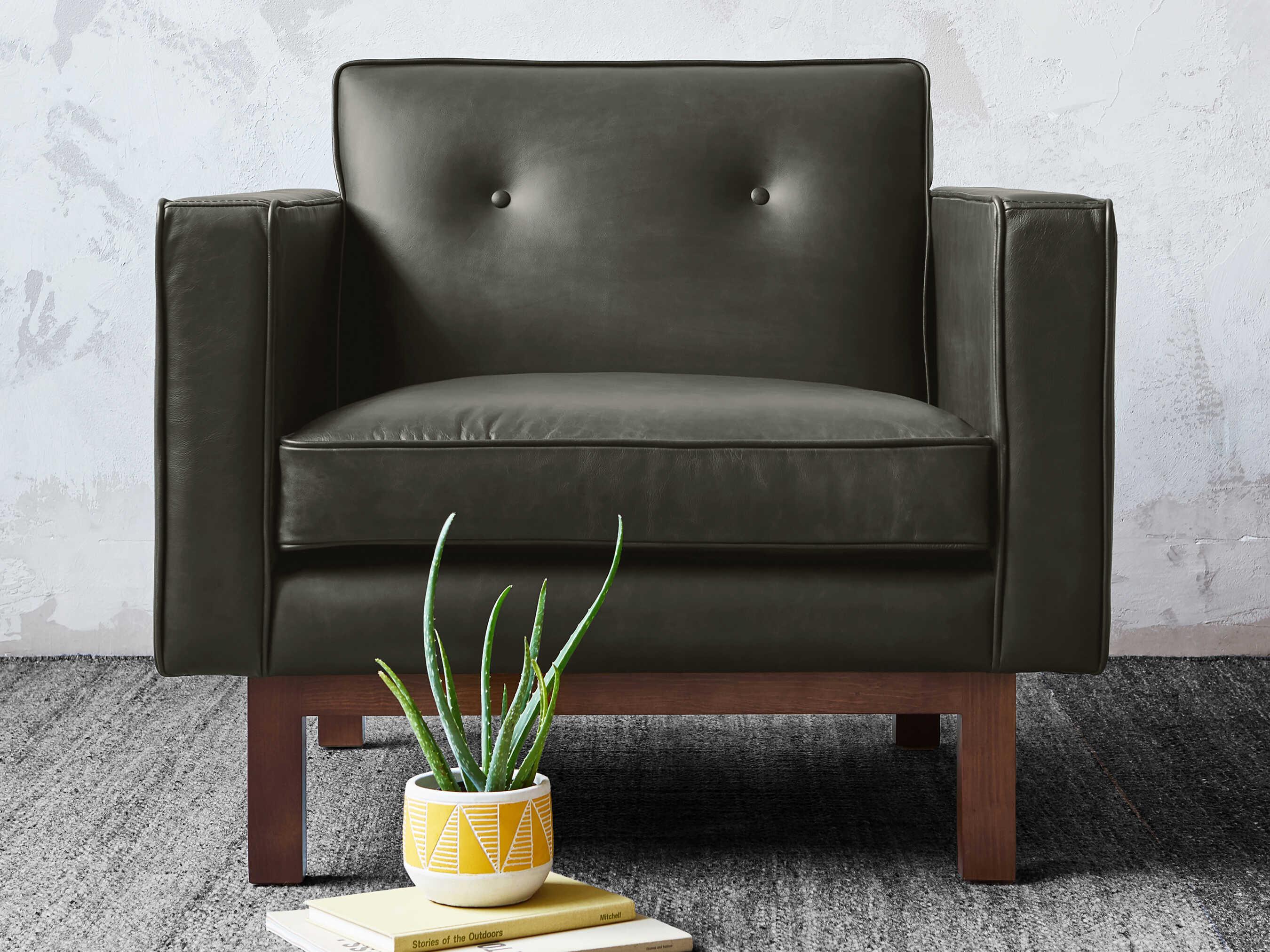 Gus* Modern Embassy Tucson Charcoal Black Leather Accent Chair
