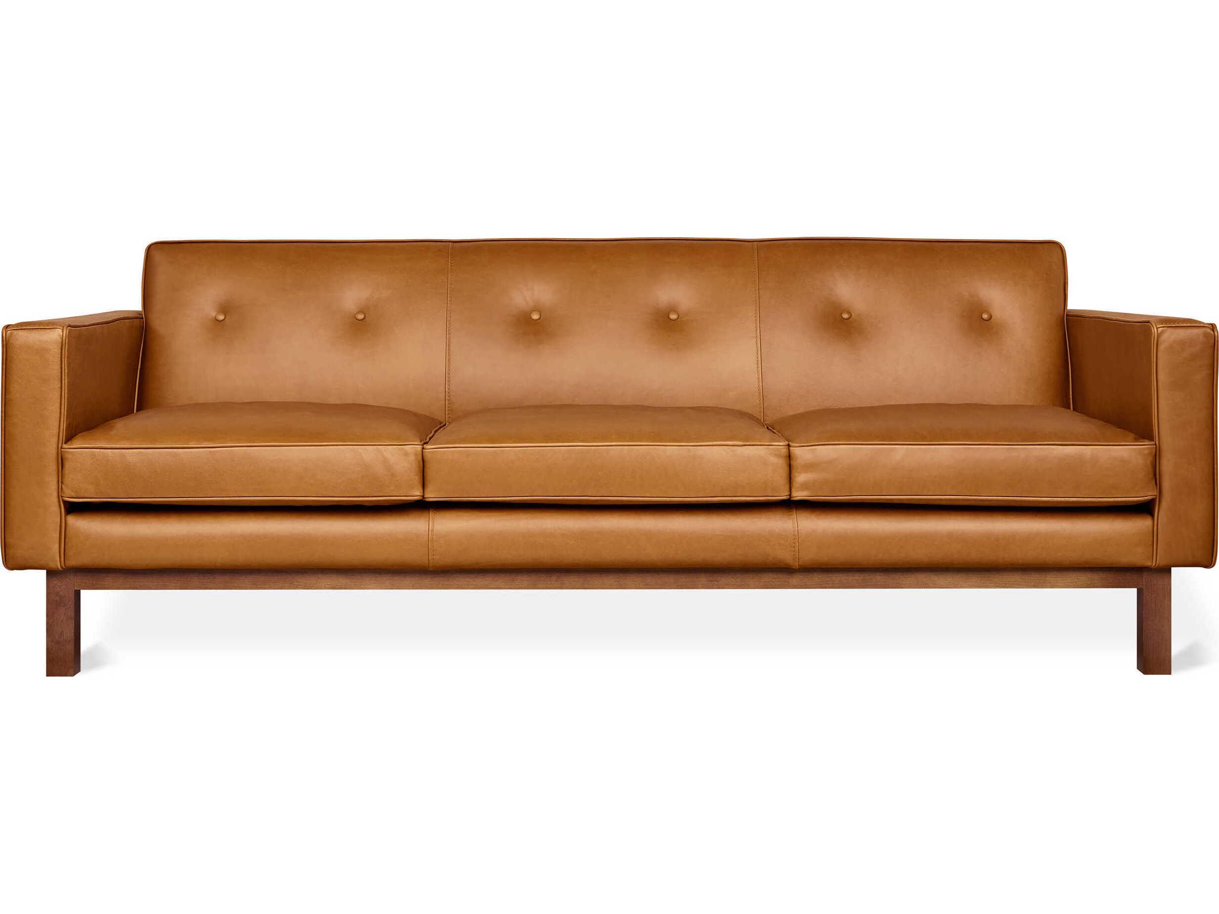 Gus* Modern Embassy Tucson Sienna Leather Brown Sofa