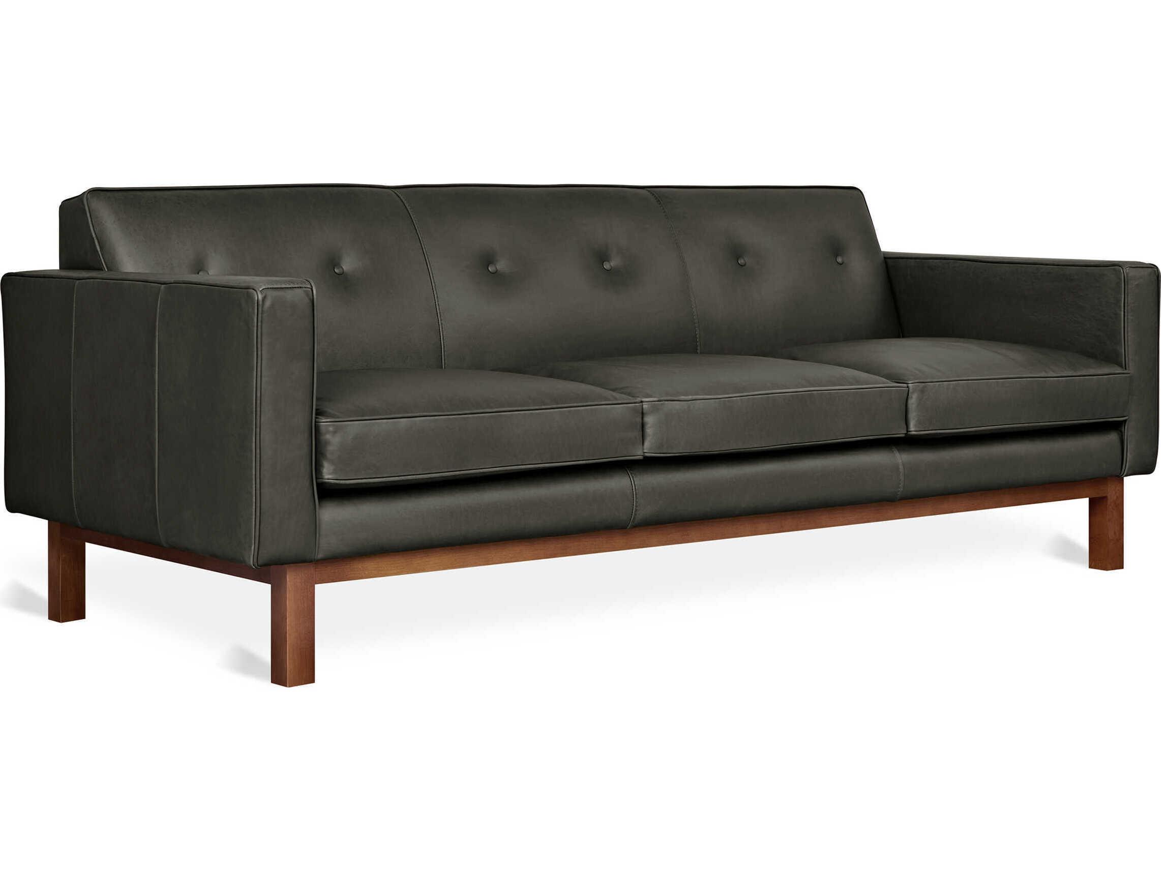 Gus* Modern Embassy Tucson Char Leather Black Sofa