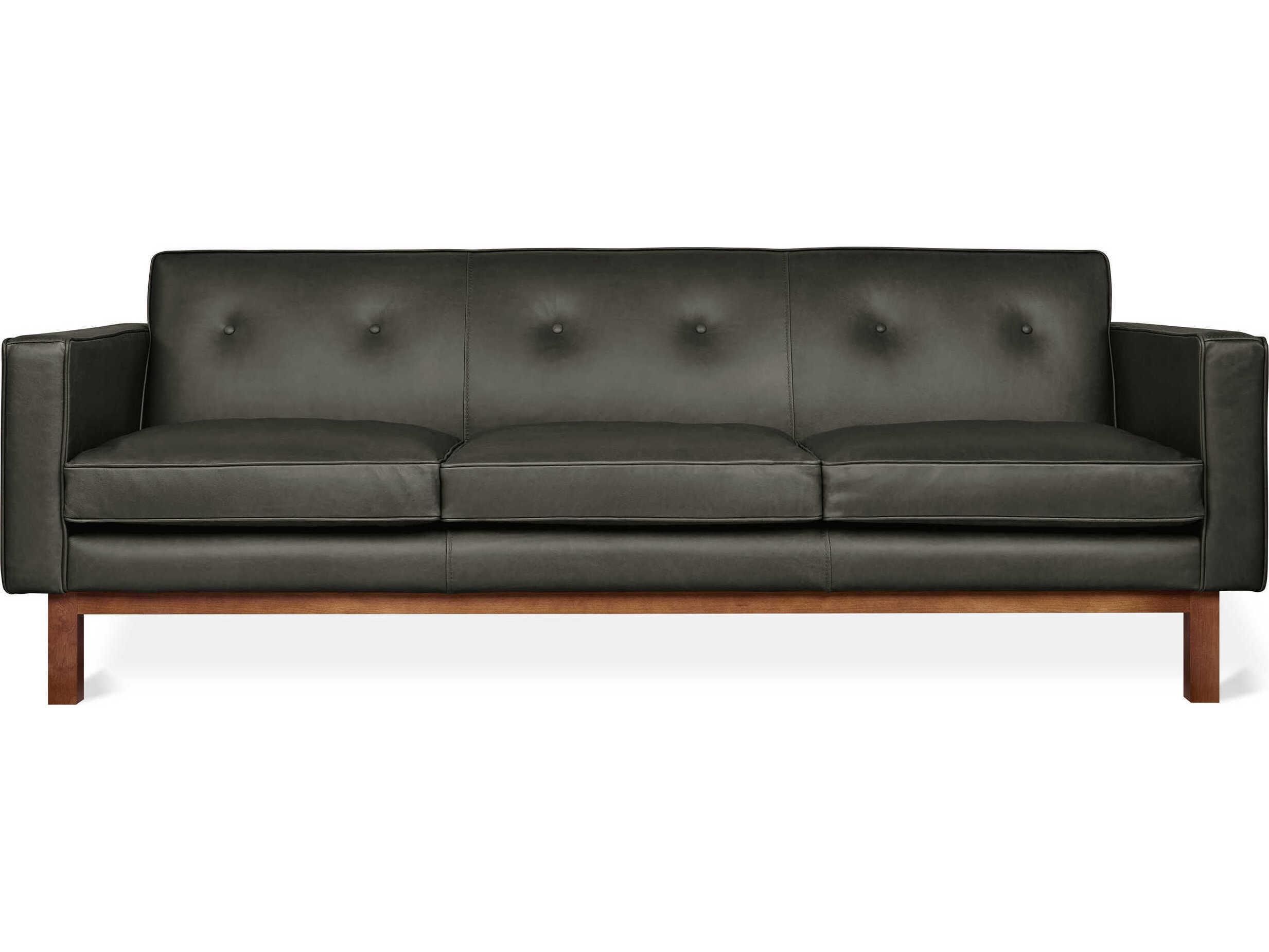 Gus* Modern Embassy Tucson Char Leather Black Sofa