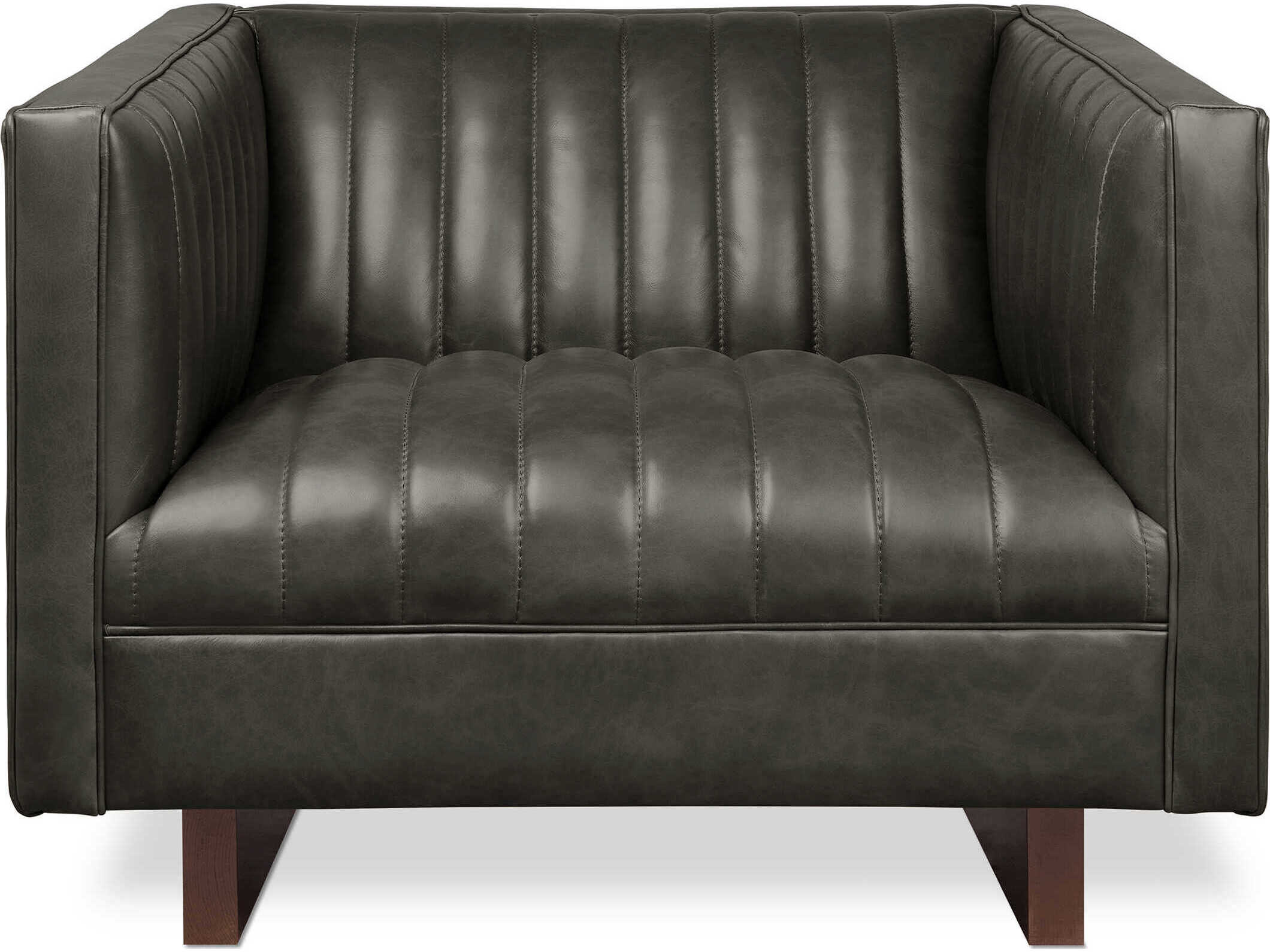 Gus* Modern Wallace Charcoal Black Leather Accent Chair