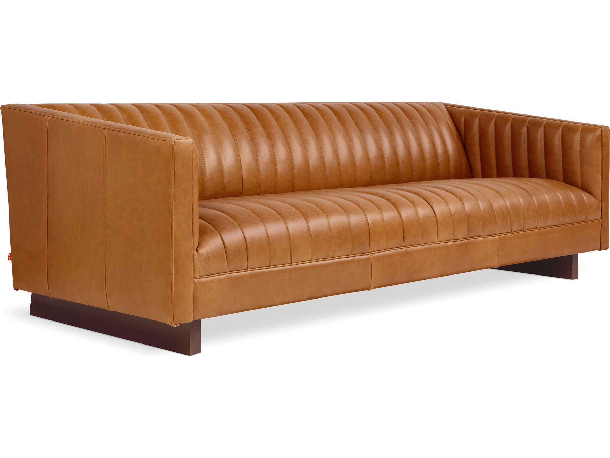 Gus* Modern Wallace Sienna Leather Brown Upholstered Sofa