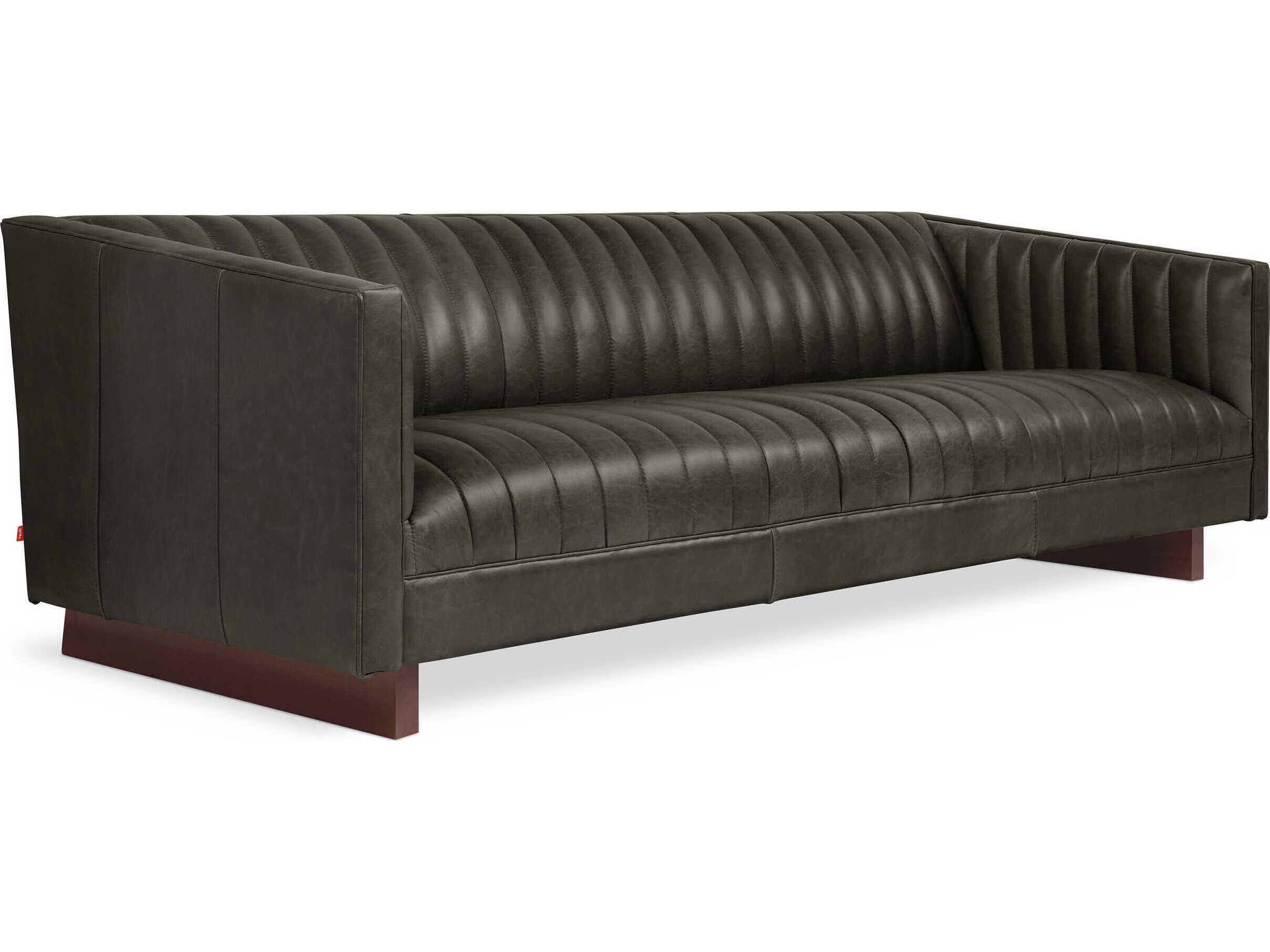 Gus* Modern Wallace Char Leather Black Sofa