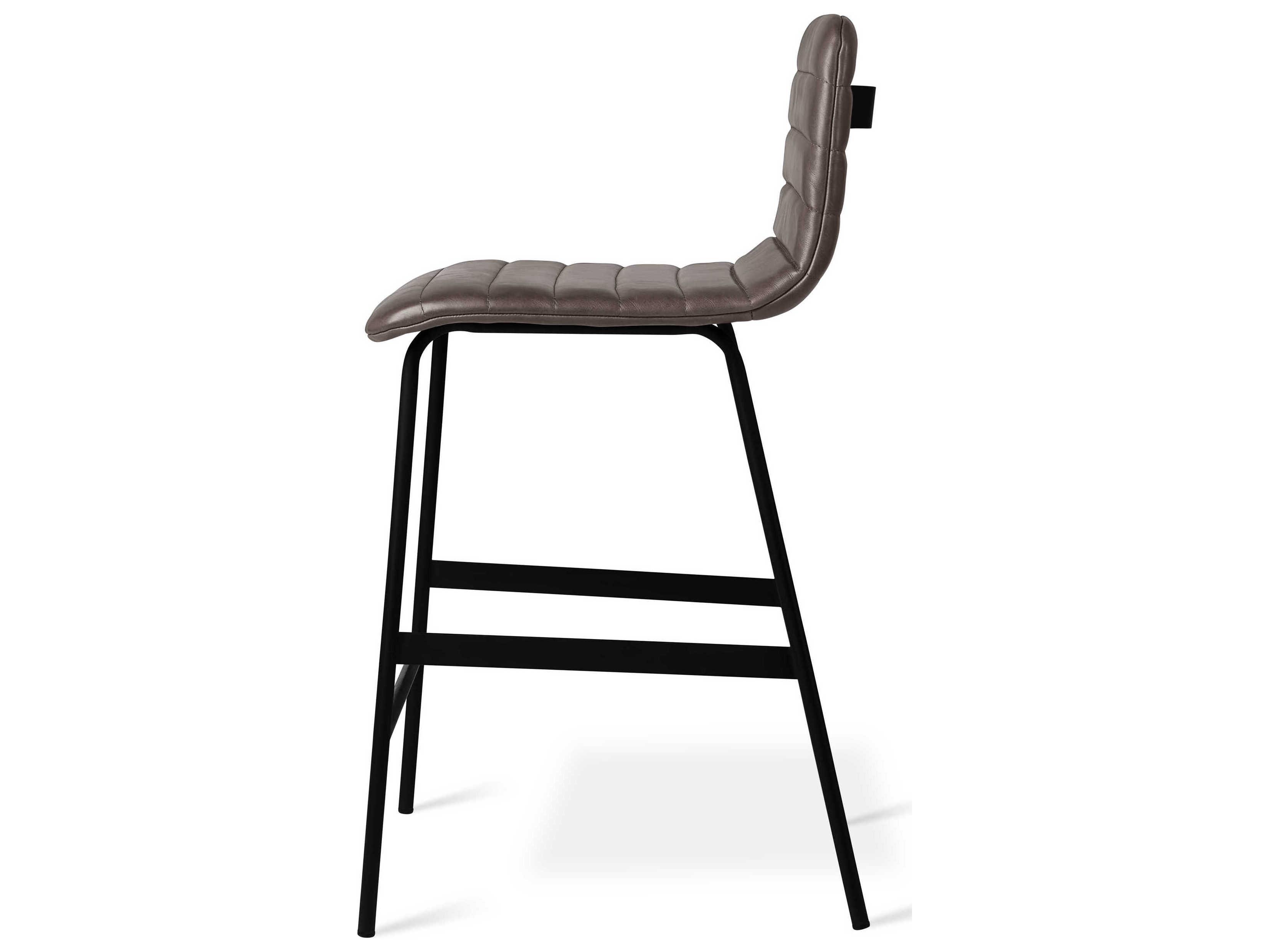 Gus* Modern Lecture Leather Saddle Grey Counter Stool