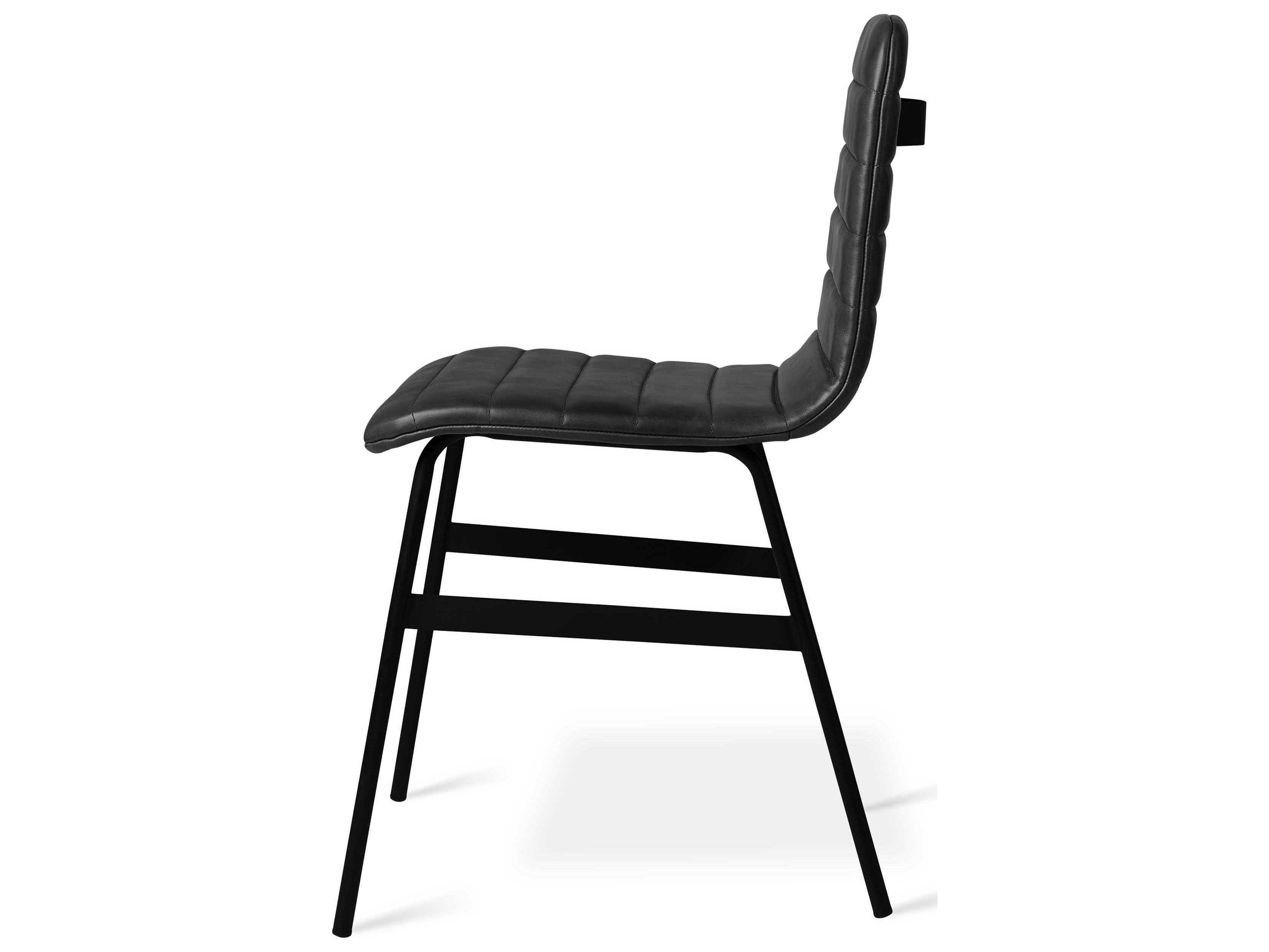 Gus* Modern Lecture Leather Black Upholstered Side Dining Chair