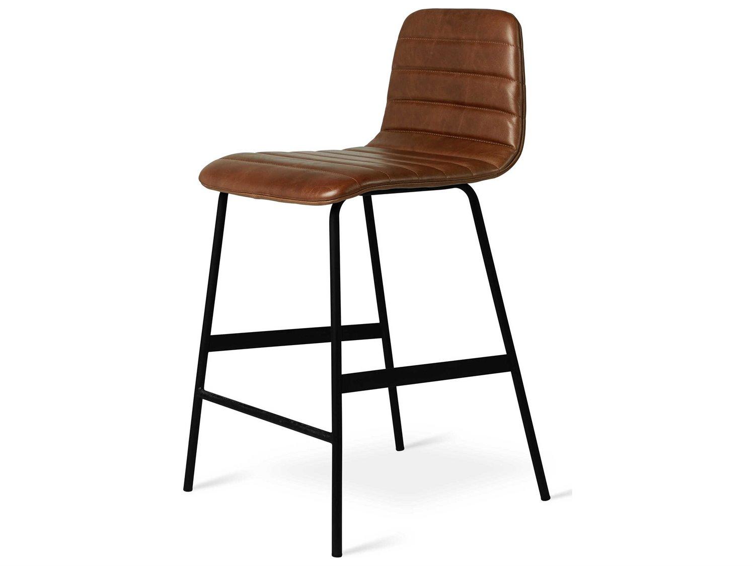 Gus* Modern Lecture Leather Saddle Brown Counter Stool