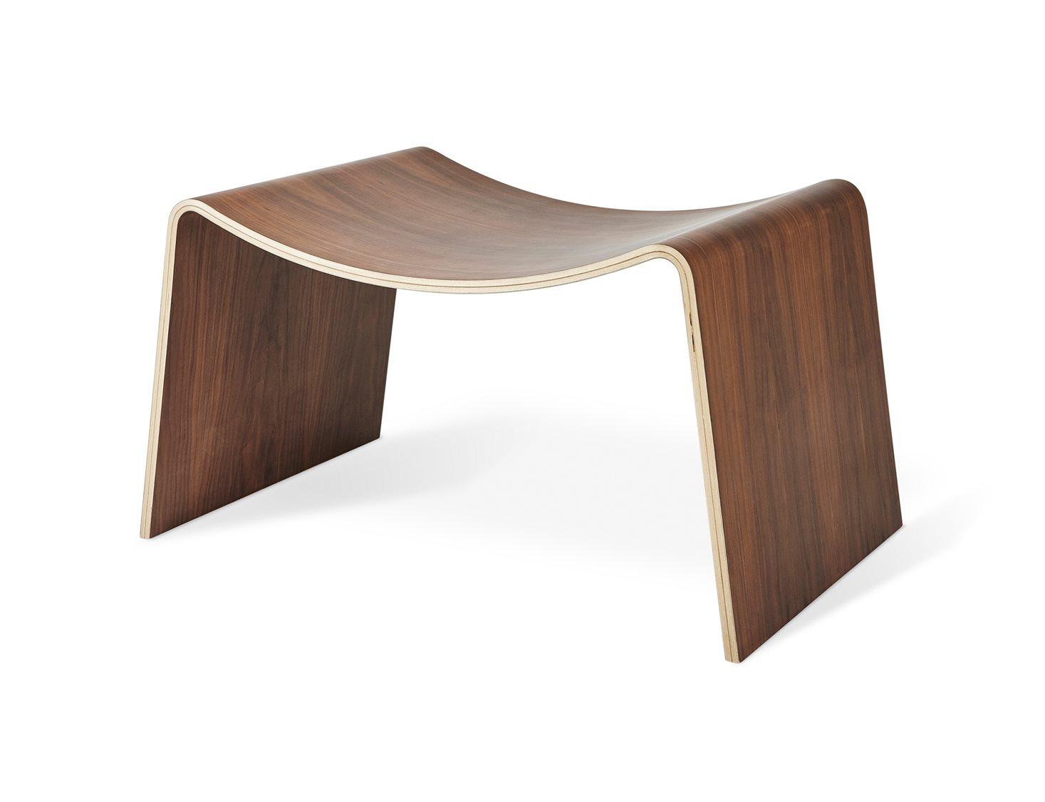 Gus* Modern Wave Walnut Black Brown Accent Stool
