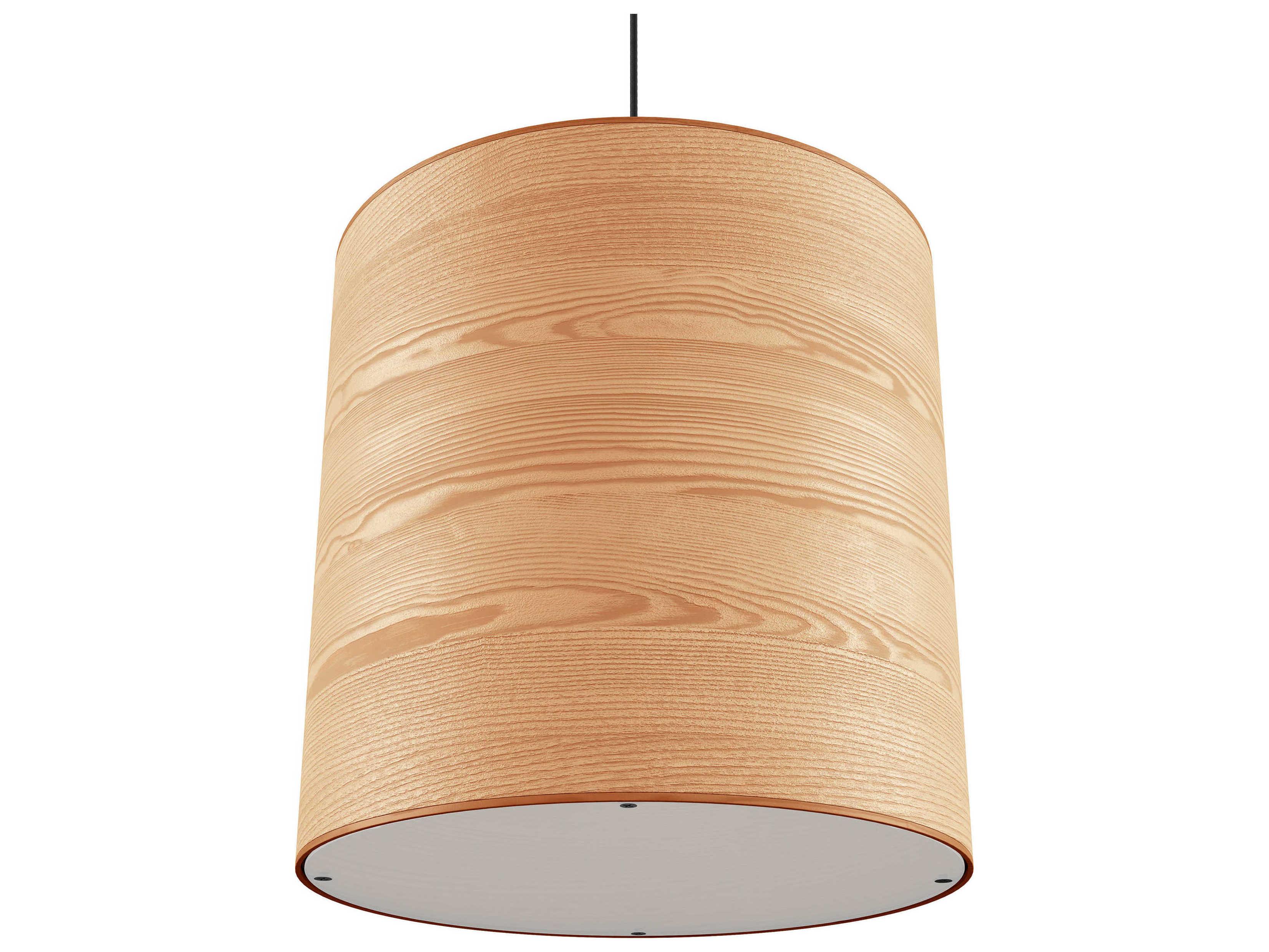 Gus* Modern Milton 1-Light Ash Veneer Black Brown Cylinder Linear Pendant