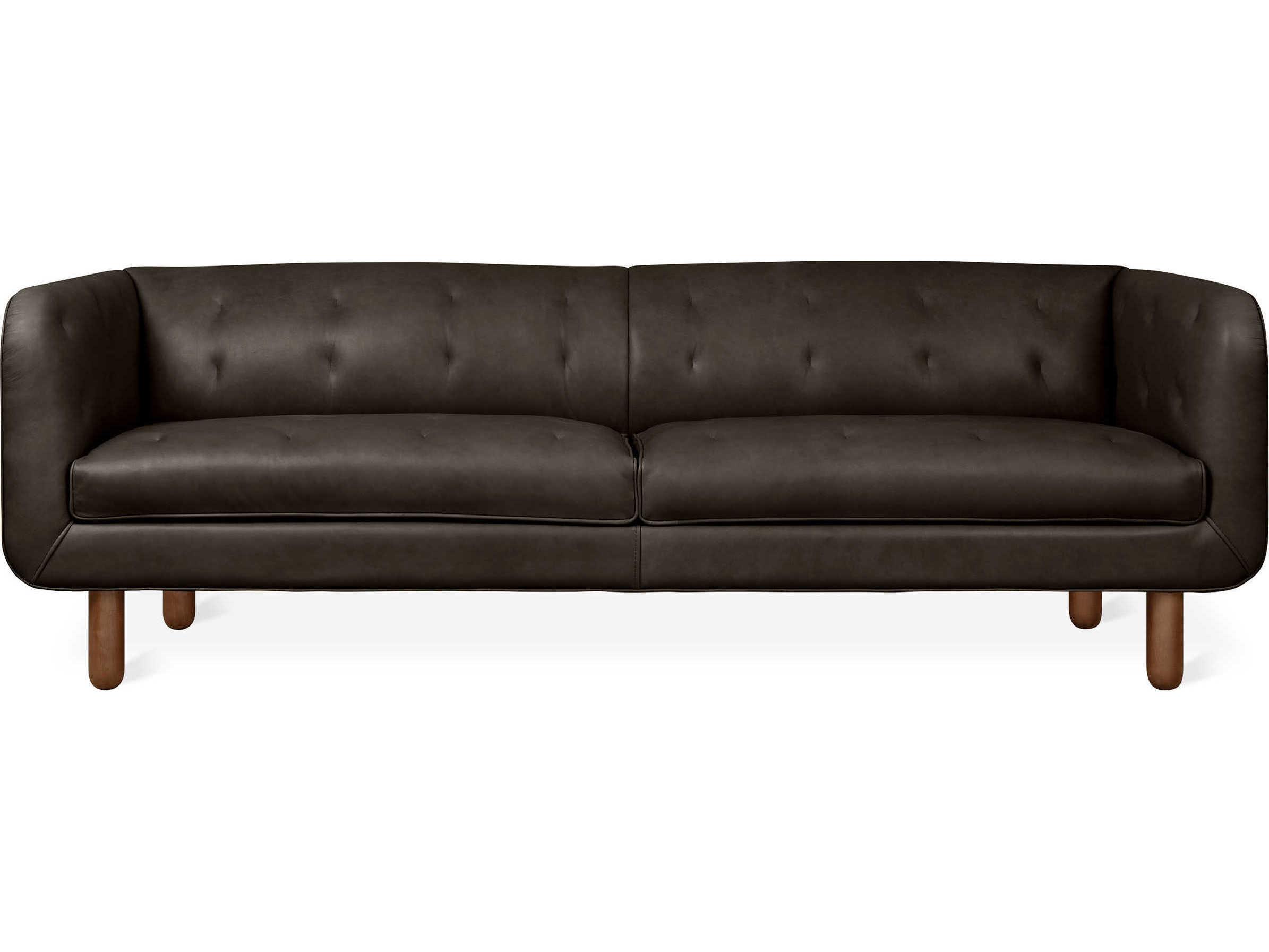 Gus* Modern Beaconsfield Saddle Black Leather Sofa