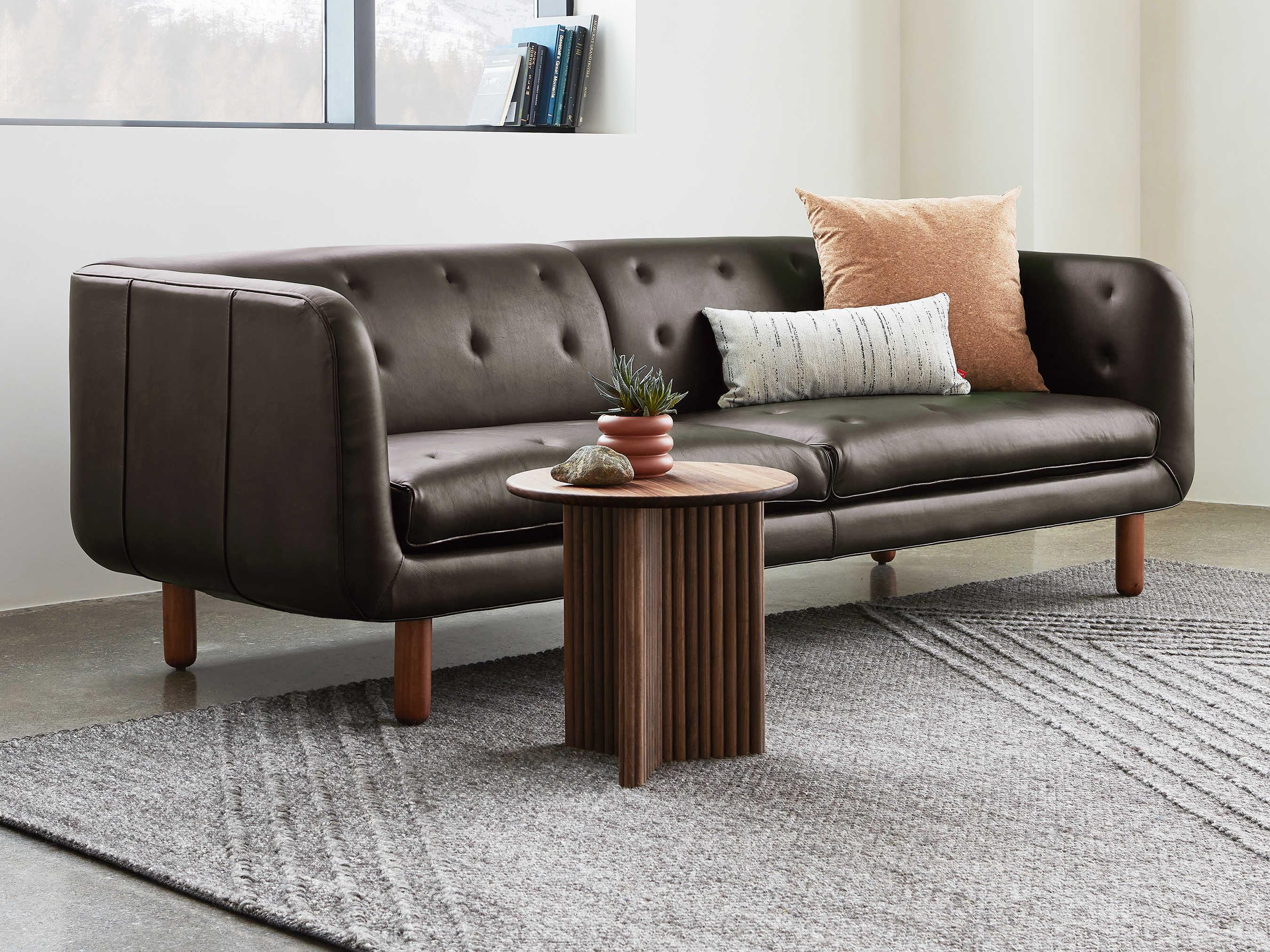 Gus* Modern Beaconsfield Saddle Black Leather Sofa