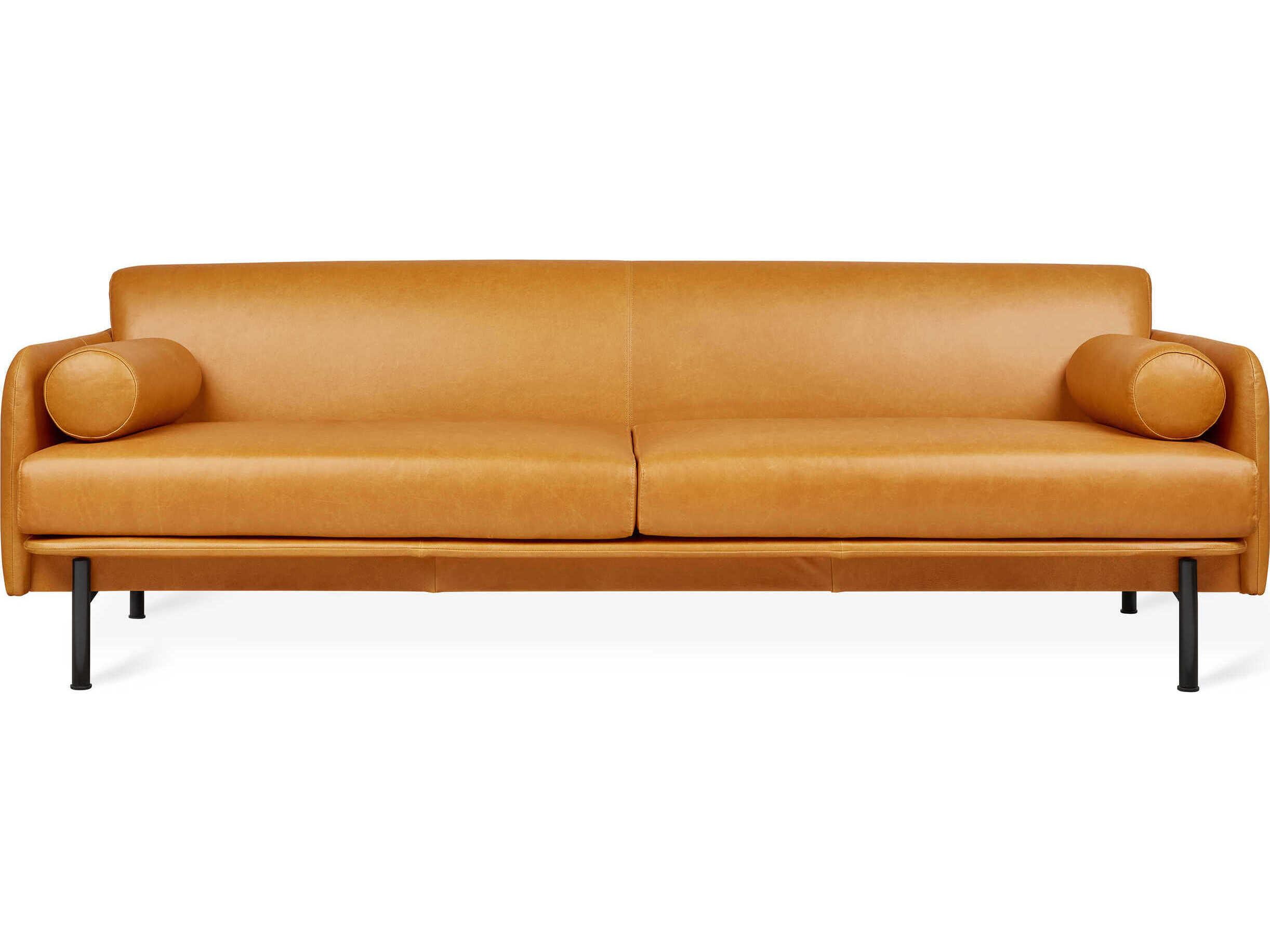 Gus* Modern Foundry Tucson Honey Leather Brown Sofa