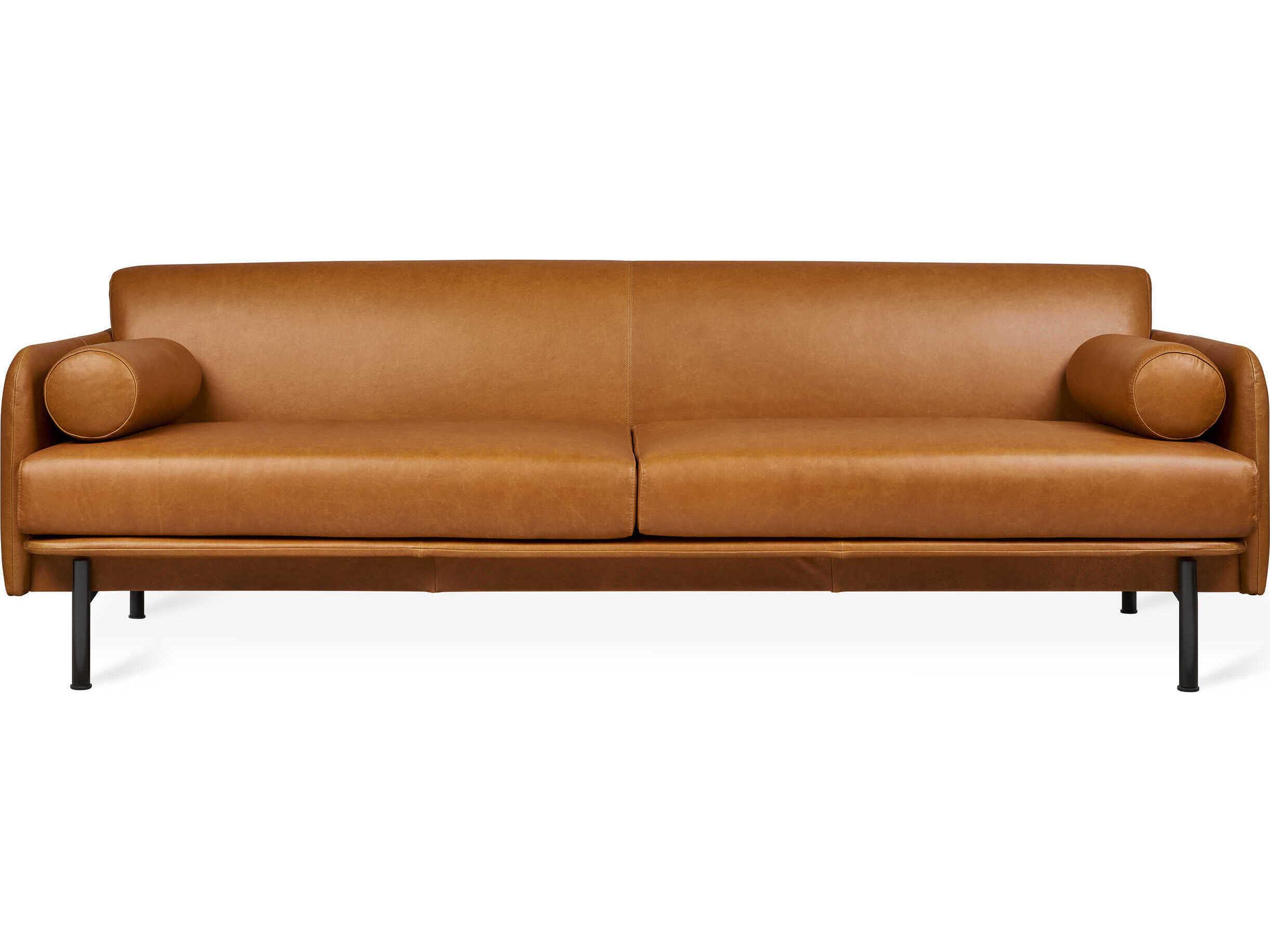 Gus* Modern Foundry Tucson Sienna Leather Brown Sofa