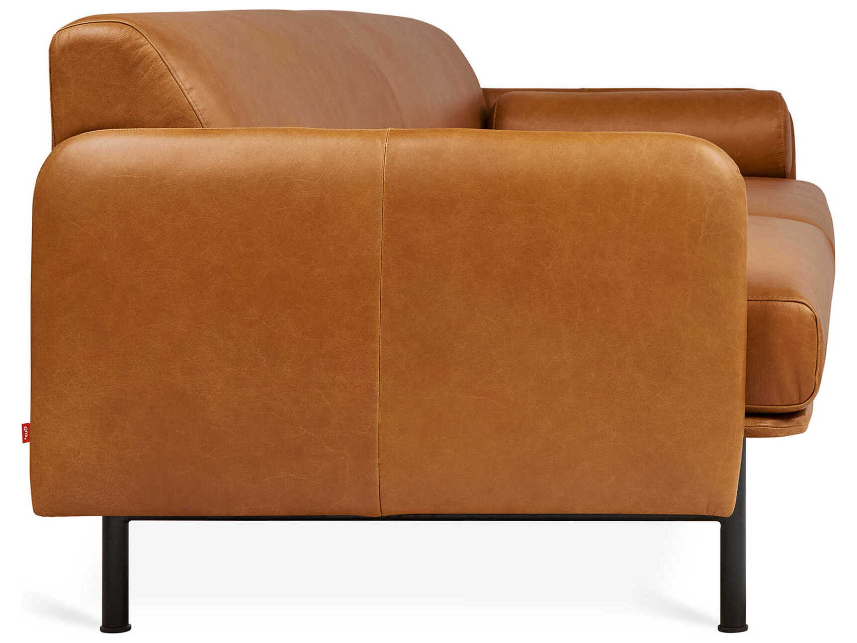 Gus* Modern Foundry Tucson Sienna Leather Brown Sofa