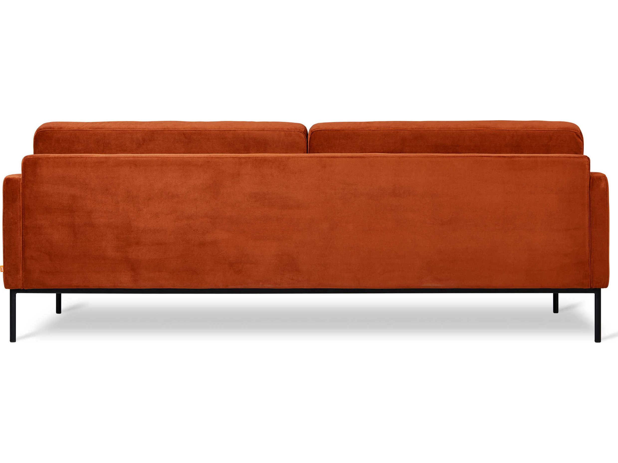 Gus* Modern Towne Tufted Velvet Russet Orange Sofa