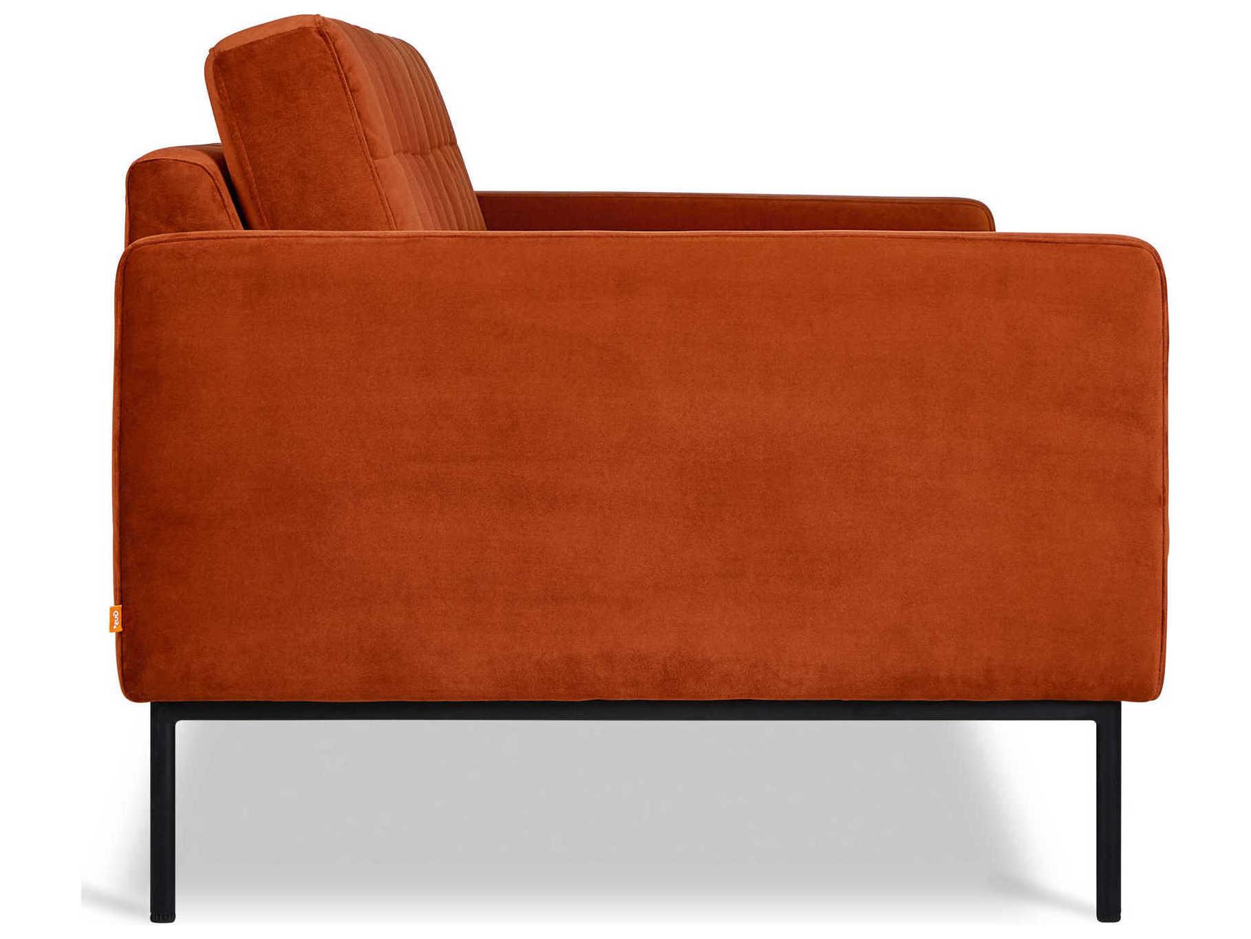 Gus* Modern Towne Tufted Velvet Russet Orange Sofa