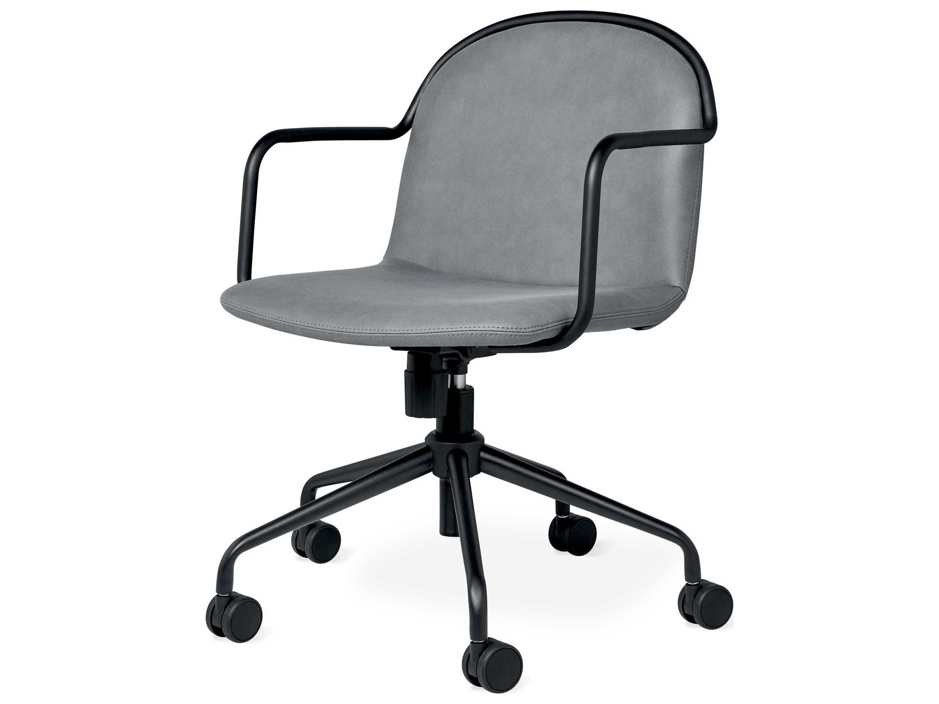 Gus* Modern Draft Gray Leather Adjustable Swivel Computer Office Chair