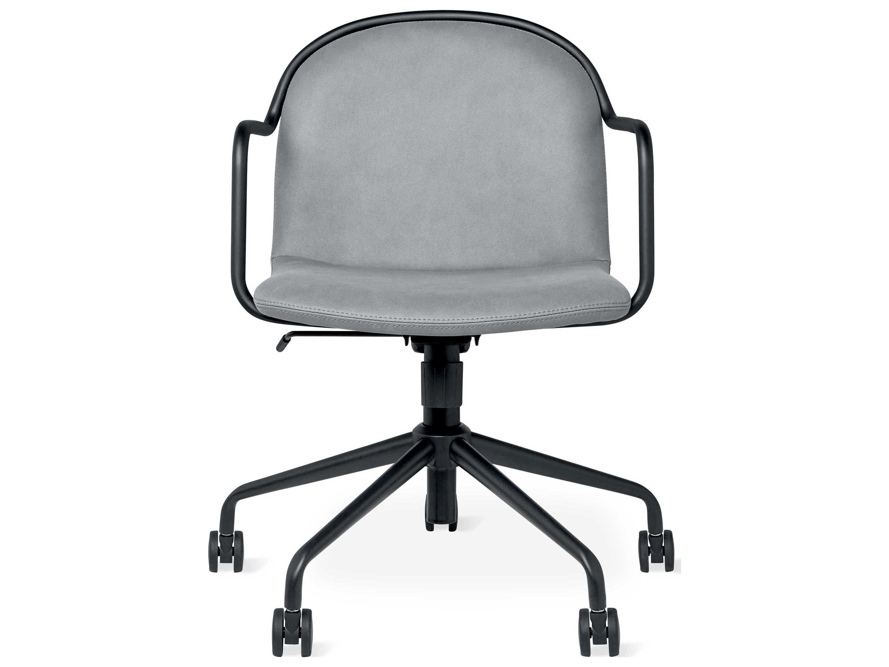 Gus* Modern Draft Gray Leather Adjustable Swivel Computer Office Chair