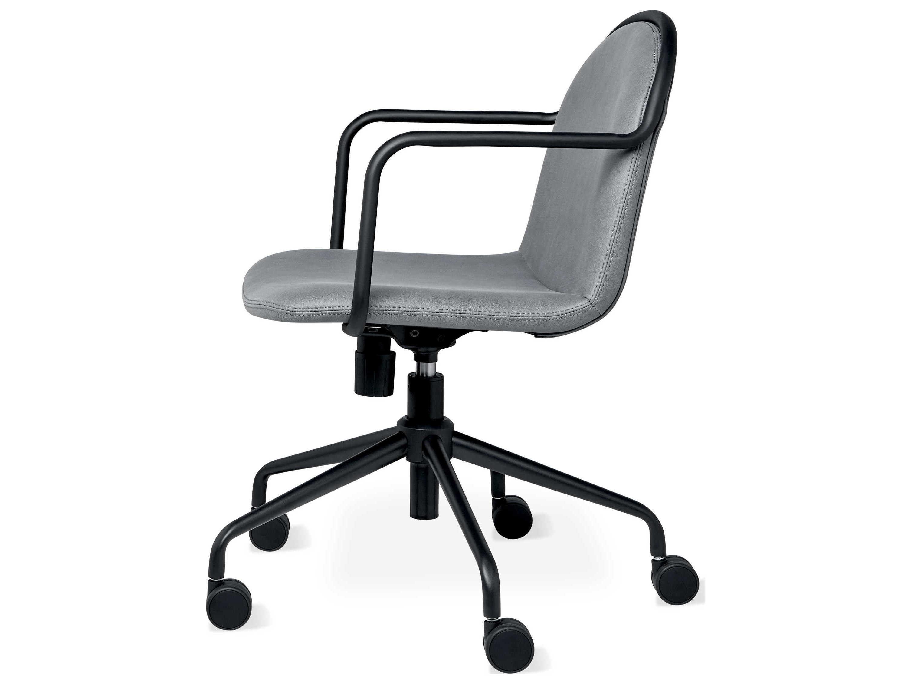 Gus* Modern Draft Gray Leather Adjustable Swivel Computer Office Chair