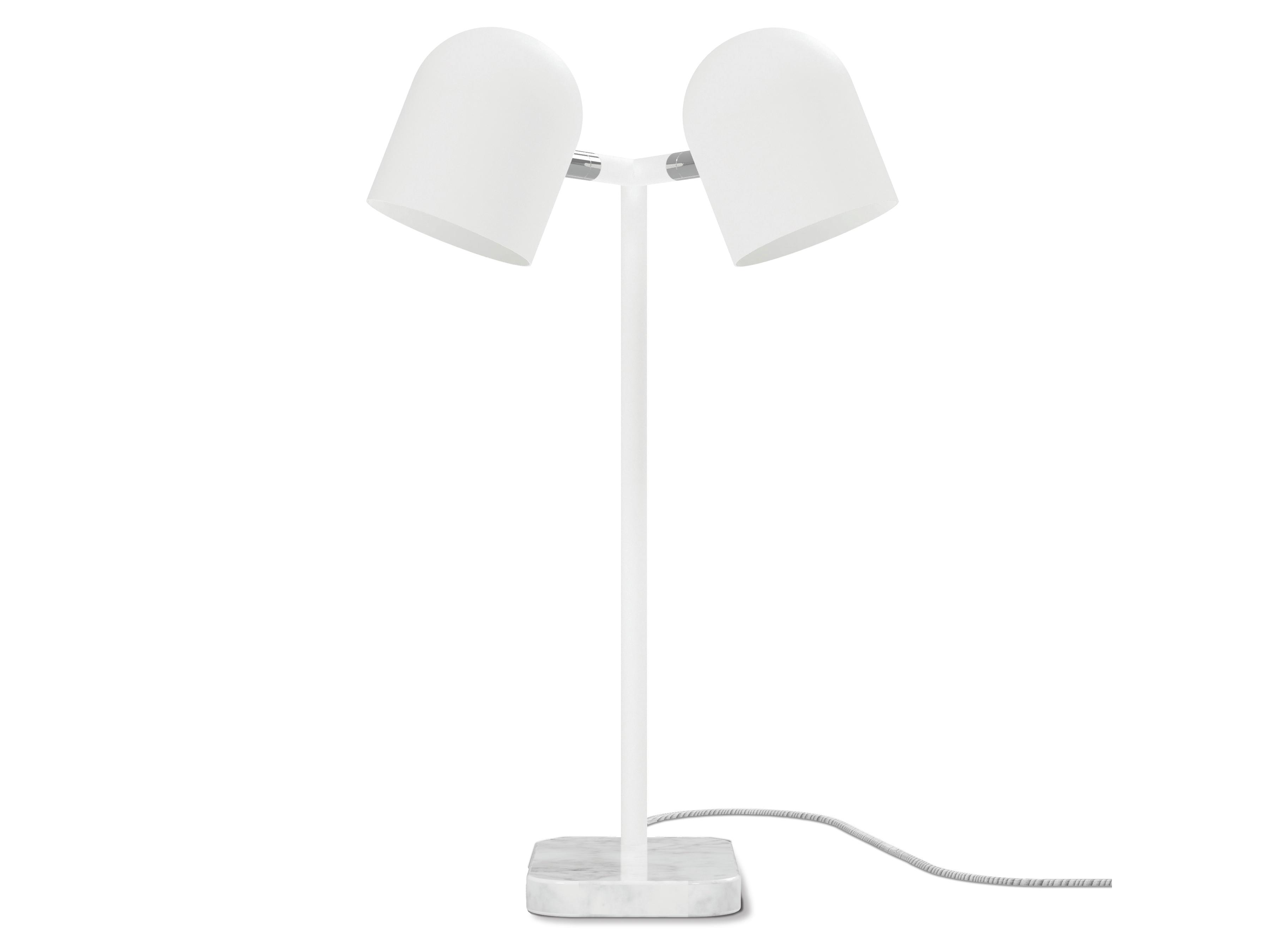 Gus* Modern Tandem Bianca Marble White LED Table Lamp