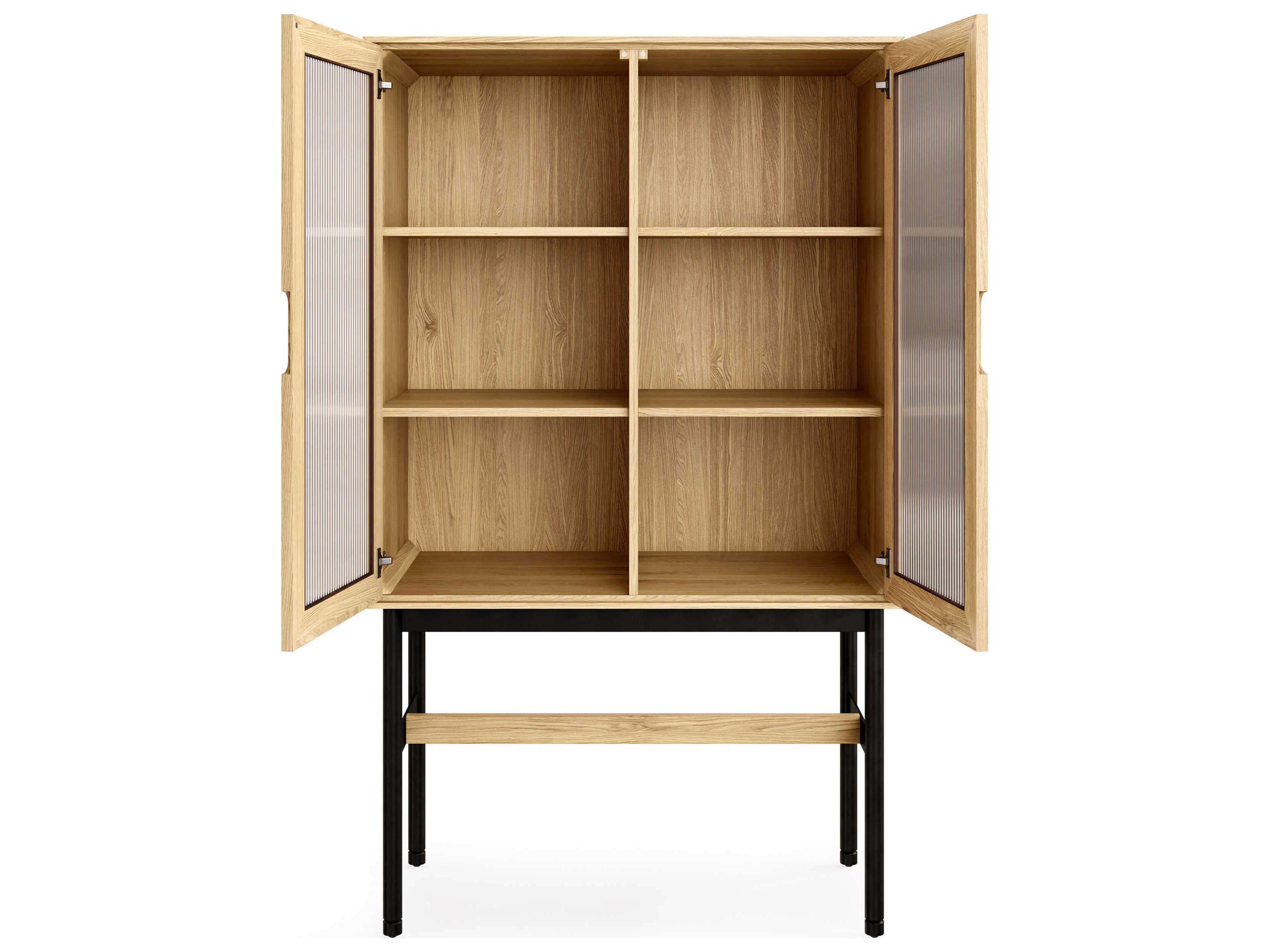 Gus* Modern Munro Oak Wood White Display Cabinet
