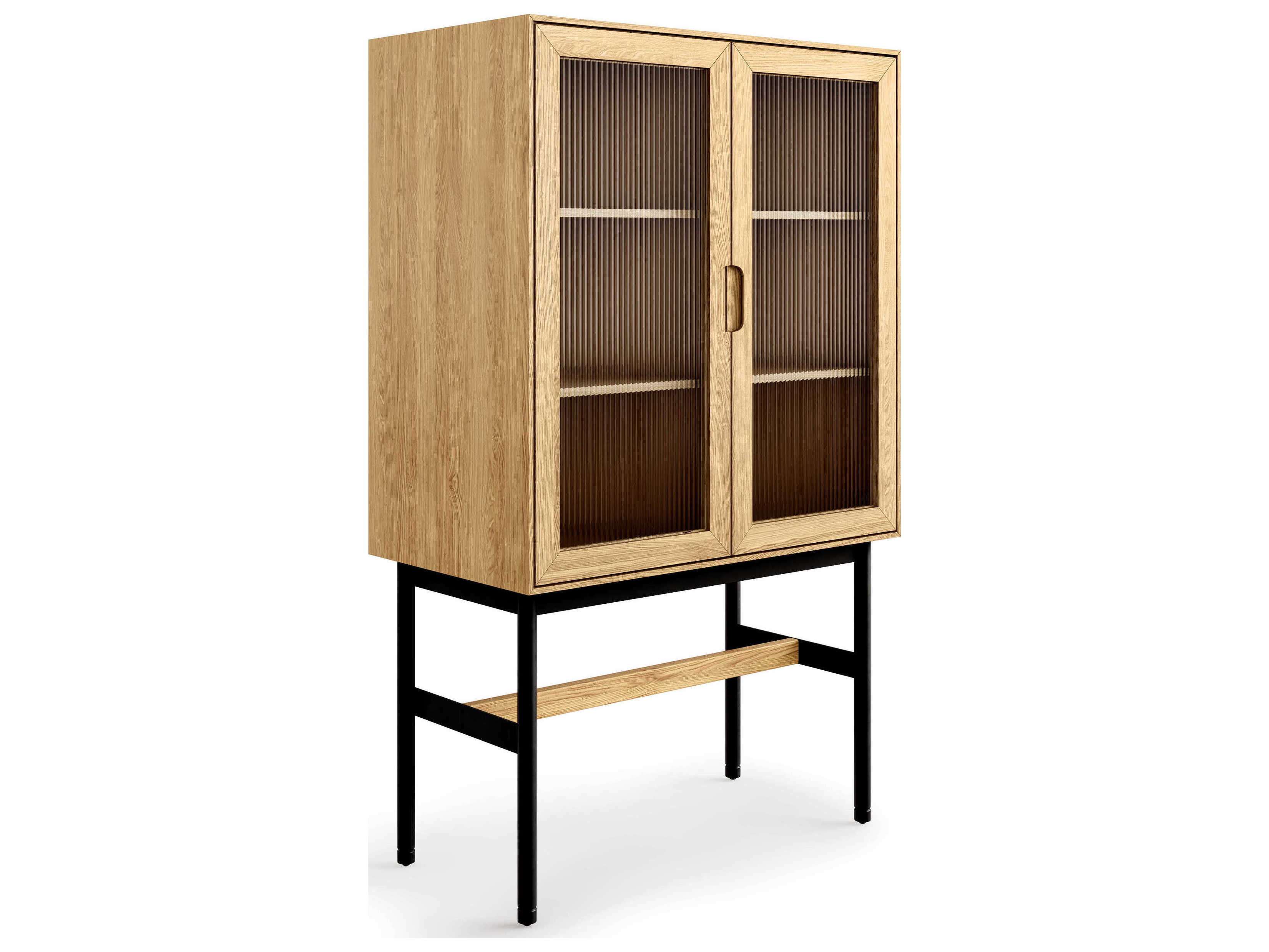 Gus* Modern Munro Oak Wood White Display Cabinet
