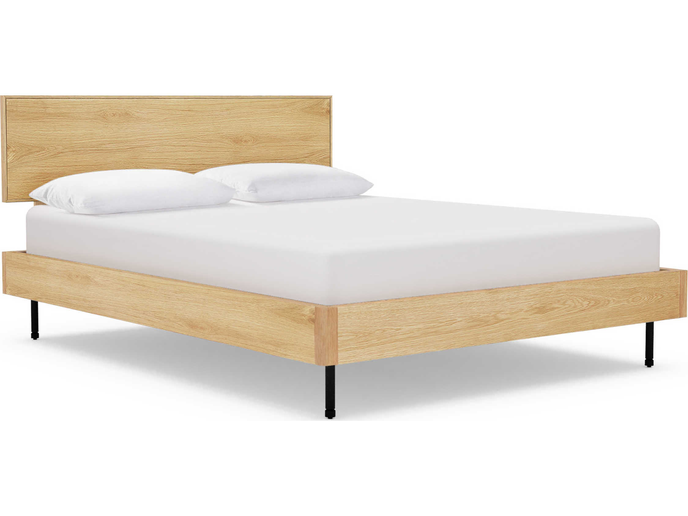Gus* Modern Munro White Oak Wood Queen Platform Bed