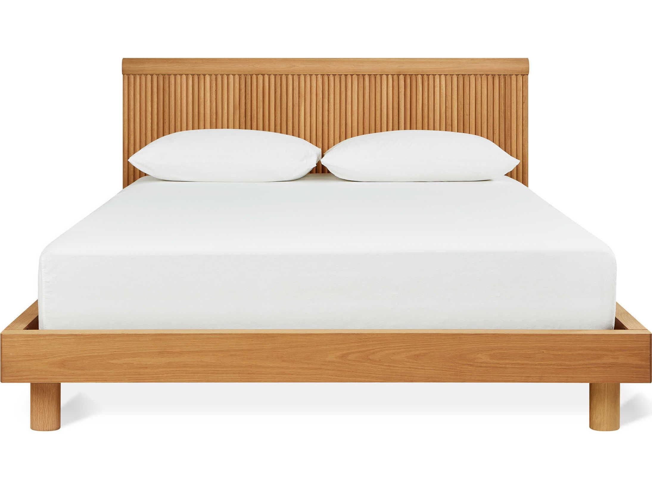 Gus* Modern Odeon White Oak Wood Queen Platform Bed
